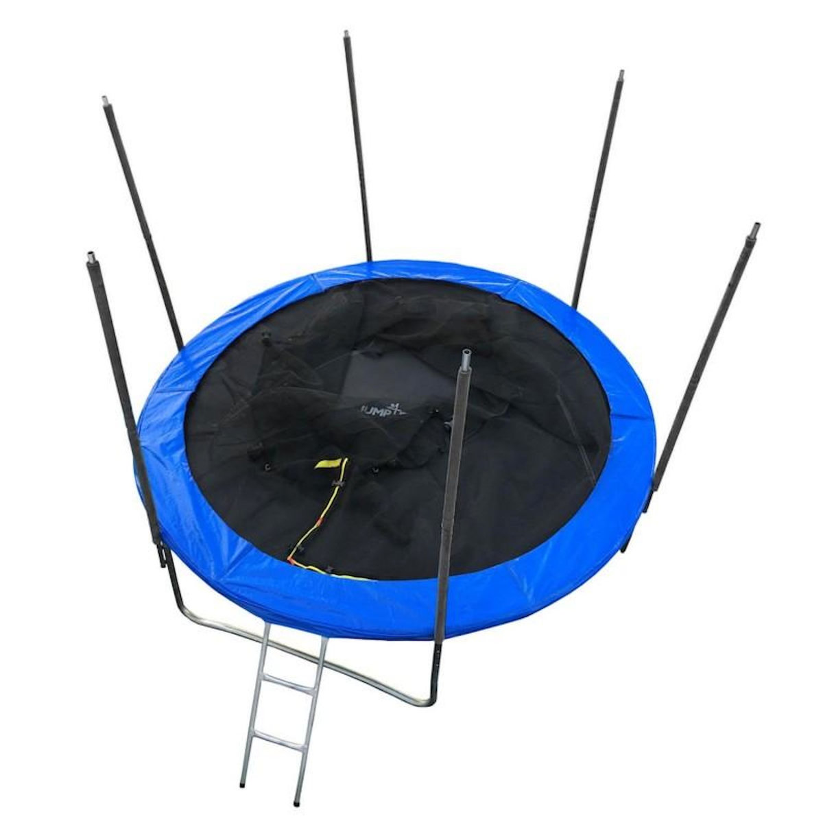 JUMP4FUN Trampoline pour enfant 8Ft ø244cm avec coussin de protection Bleu, Echelle et Filet de sécurité