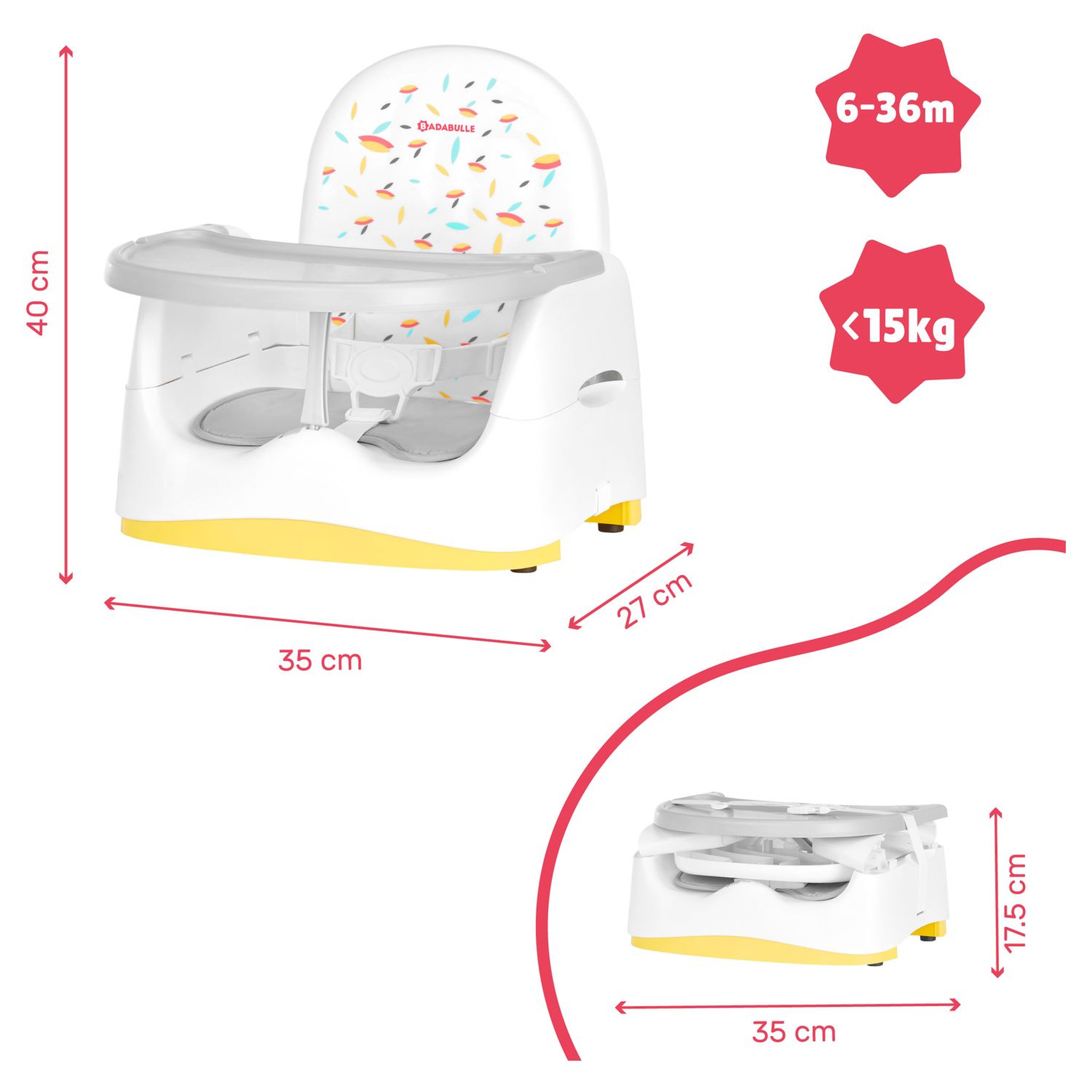 Voir la diapositive 7 : BADABULLE Rehausseur de chaise Confort Home & Go - Sun 