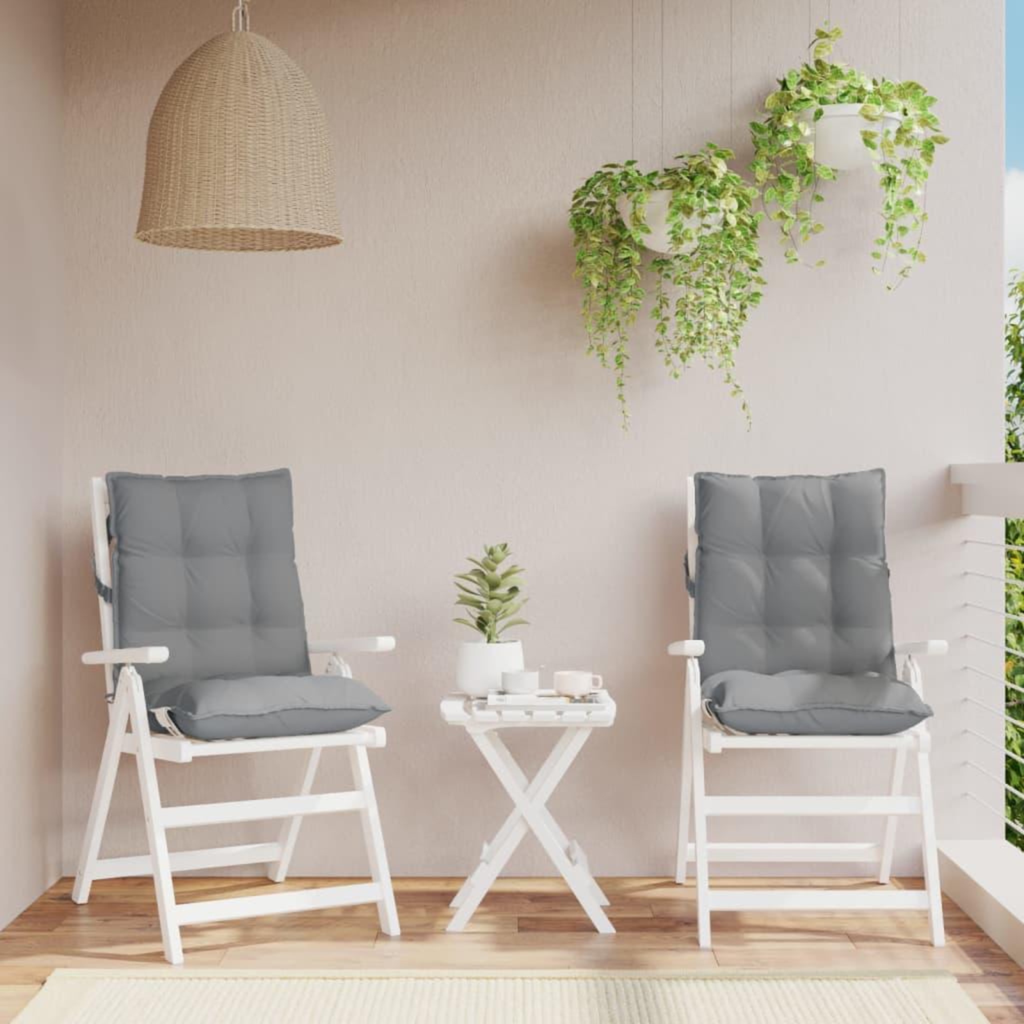 VIDAXL Coussins de chaise a dossier bas lot de 2 gris tissu oxford