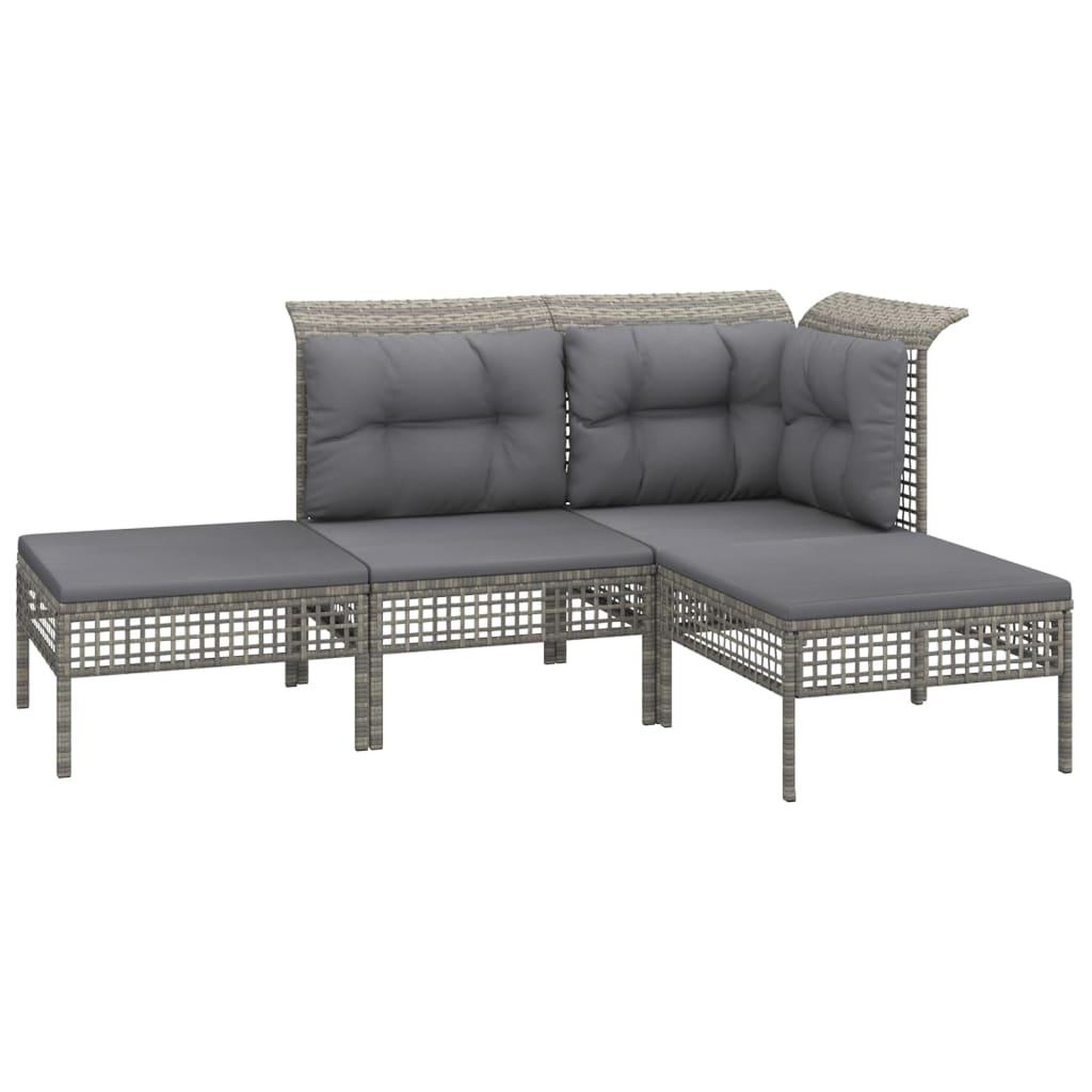 Voir la diapositive 5 : VIDAXL Salon de jardin 7 pcs avec coussins Gris Resine tressee
