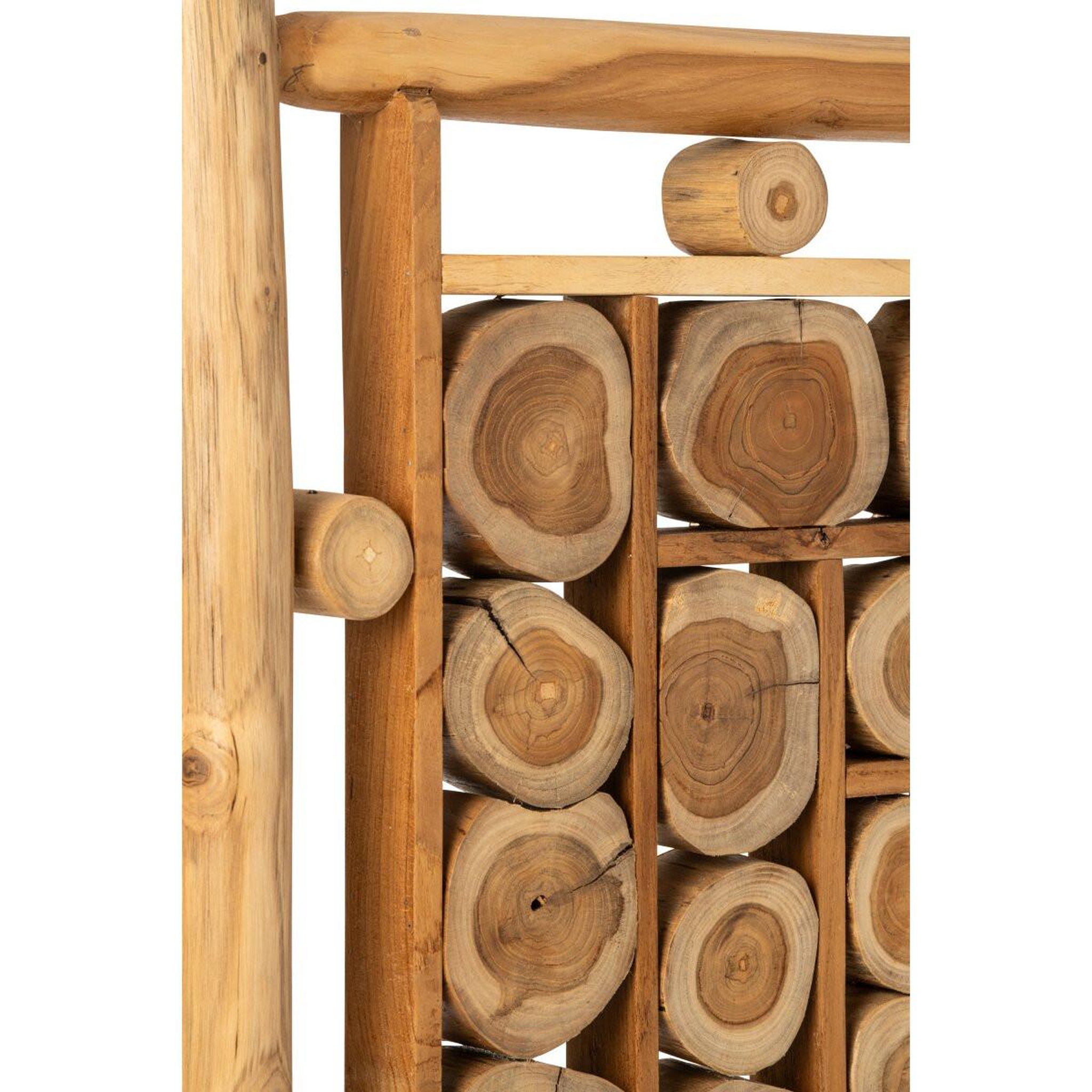 Voir la diapositive 4 : J-LINE Paravent Rondins en Bois  Amaury  180cm Naturel