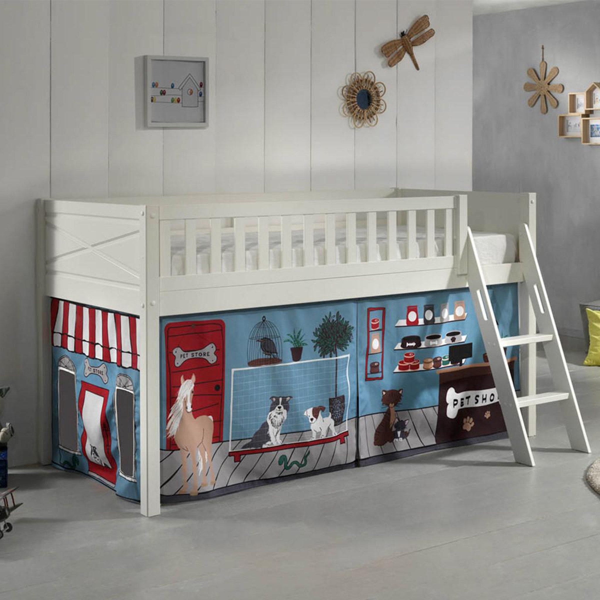 Voir la diapositive 5 : Paris Prix Lit enfant tente  scott pet shop  90x200cm blanc