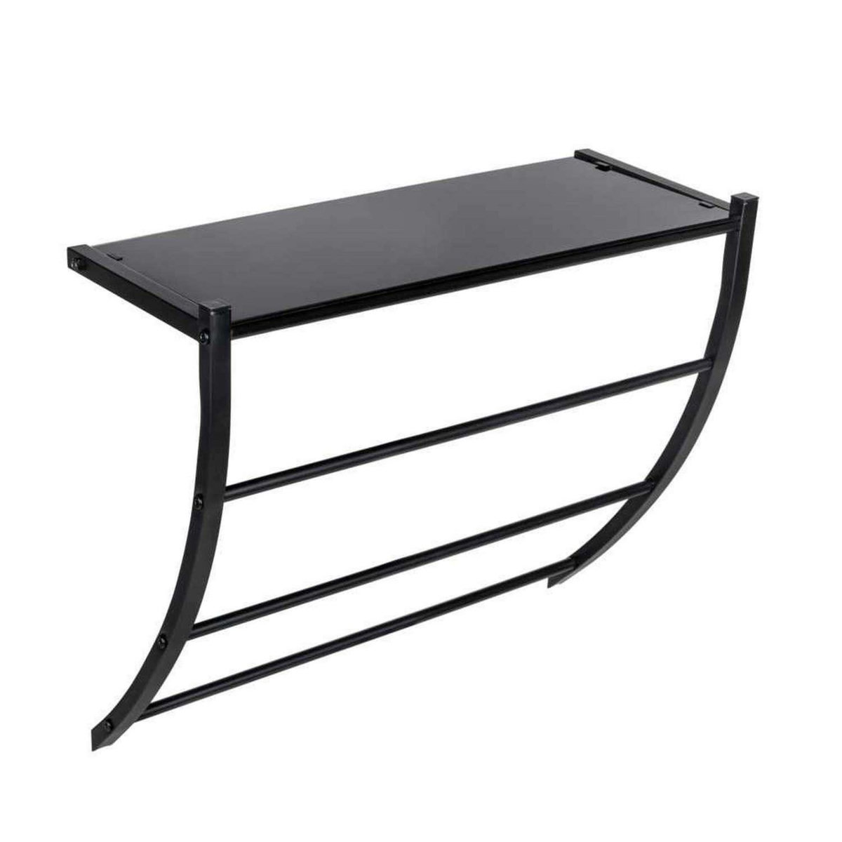 Wenko Étagère porte-serviettes avec tablette en verre - Noir