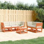 VIDAXL Salon de jardin 5 pcs avec coussins cire marron bois pin massif