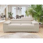 BEST MOBILIER Pablo - canapé droit 2 places avec têtières ajustables - en velours côtelé. Coloris disponibles : Vert, Bleu, Noir, Beige, Orange