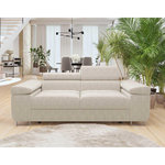 BEST MOBILIER Pablo - canapé droit 2 places avec têtières ajustables - en velours côtelé. Coloris disponibles : Beige, Vert, Noir, Bleu, Orange