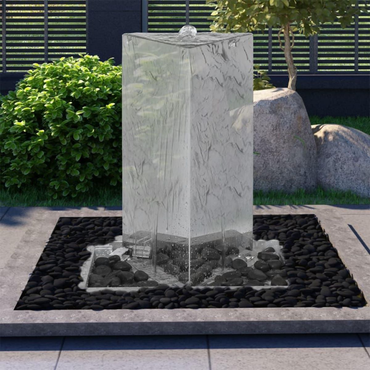VIDAXL Fontaine de jardin et pompe Acier inoxydable 76 cm Triangulaire