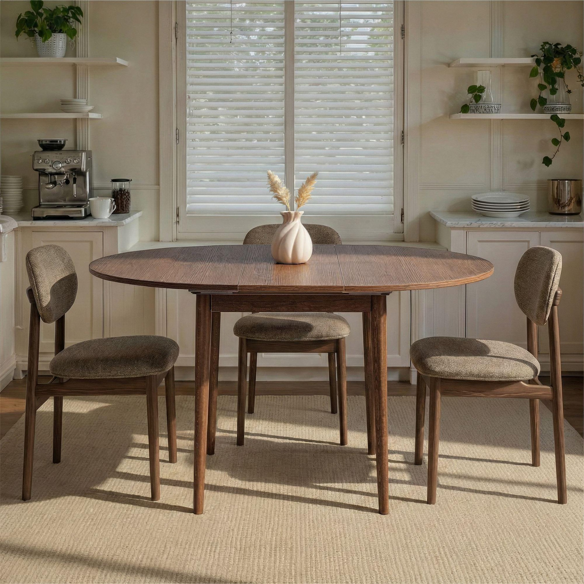 Voir la diapositive 3 : Habitat et Jardin Table à manger extensible en bois  viona  100 x 100 x 75 cm - barok walnut