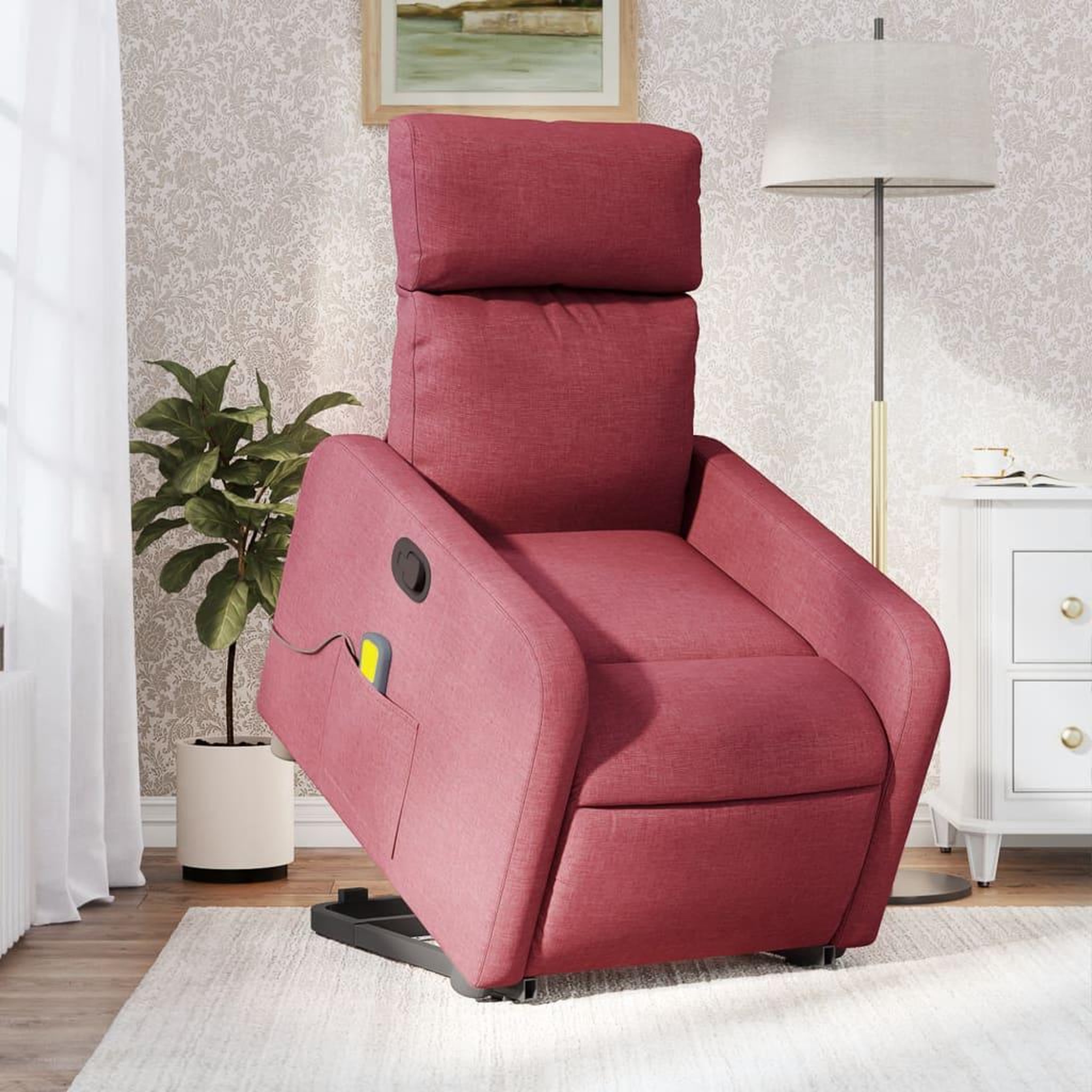 VIDAXL Fauteuil inclinable de massage Rouge bordeaux Tissu