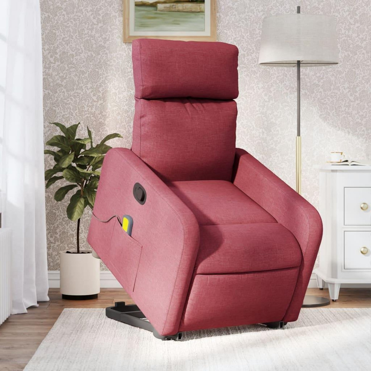 VIDAXL Fauteuil inclinable de massage Rouge bordeaux Tissu