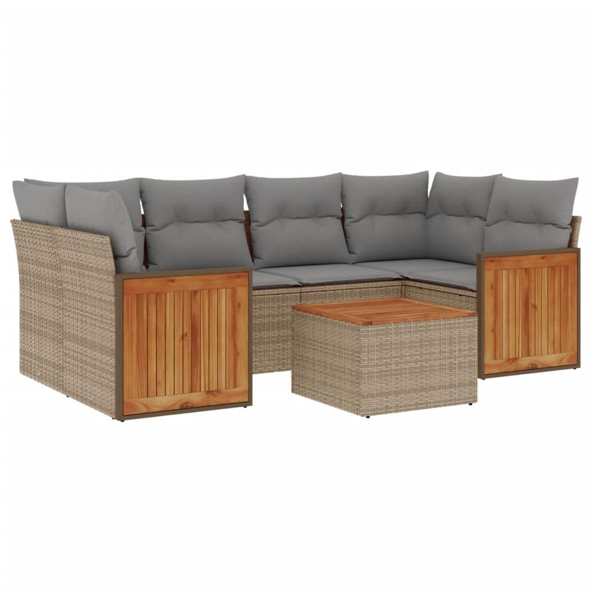 Voir la diapositive 2 : VIDAXL Salon de jardin avec coussins 7 pcs beige resine tressee