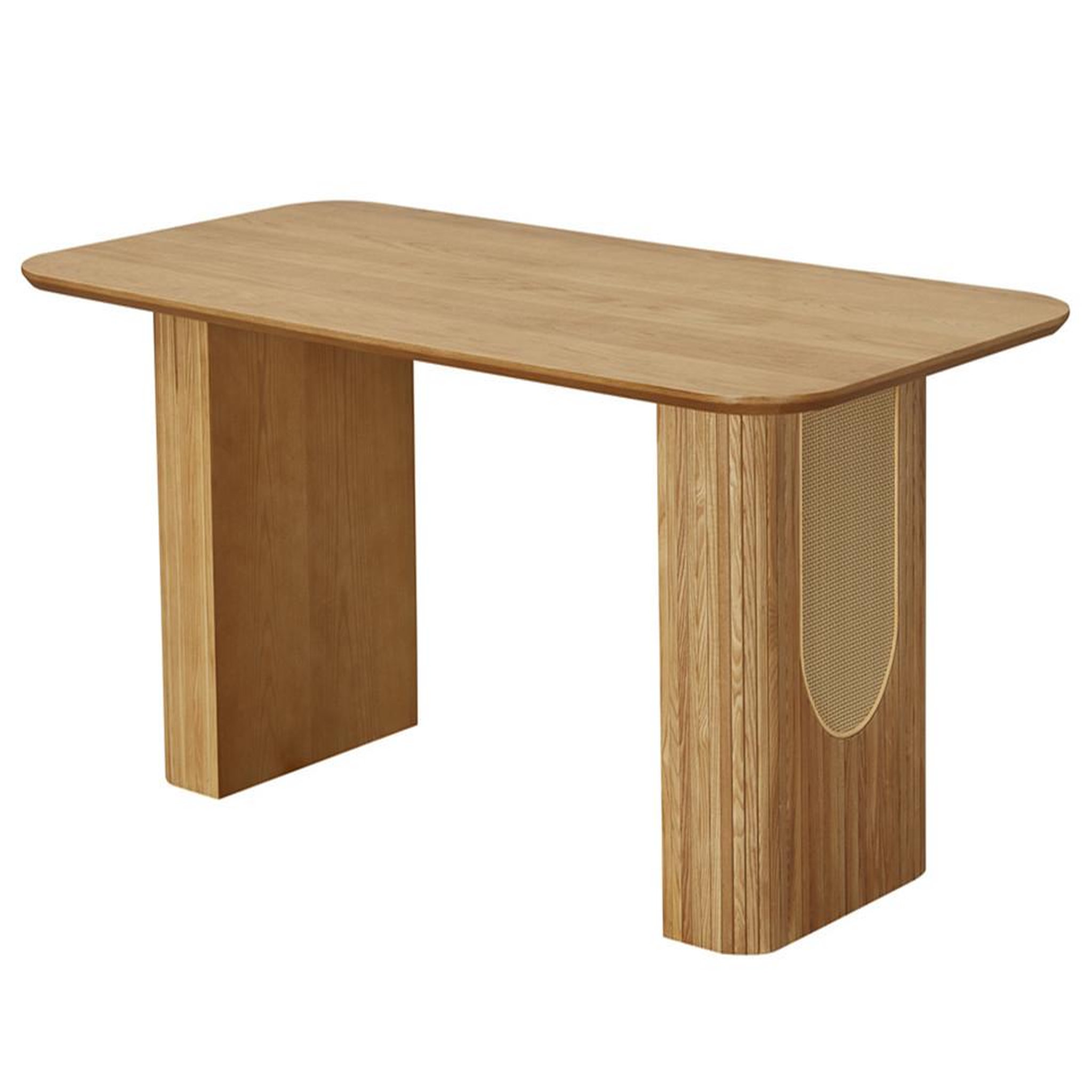 Voir la diapositive 2 : BEST MOBILIER Milazzo - table à manger - bois plaqué chêne et cannage - 180 cm
