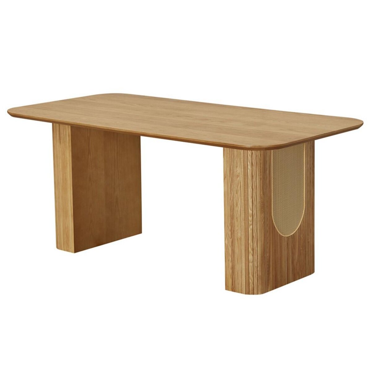 LISA DESIGN Milazzo - table à manger - bois plaqué chêne et cannage - 180 cm