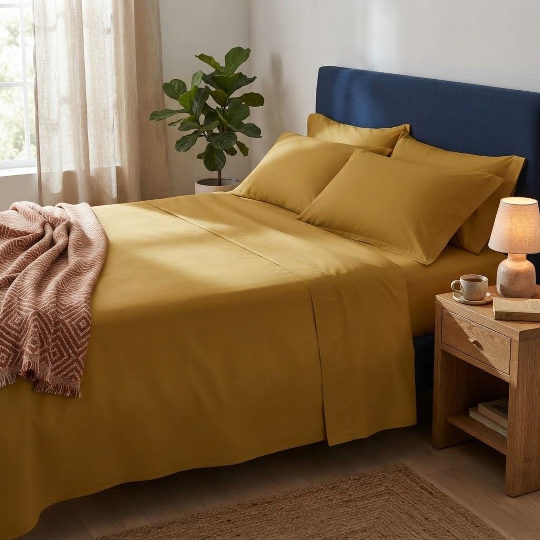 Voir la diapositive 4 : Eden Drap plat en percale de coton confort