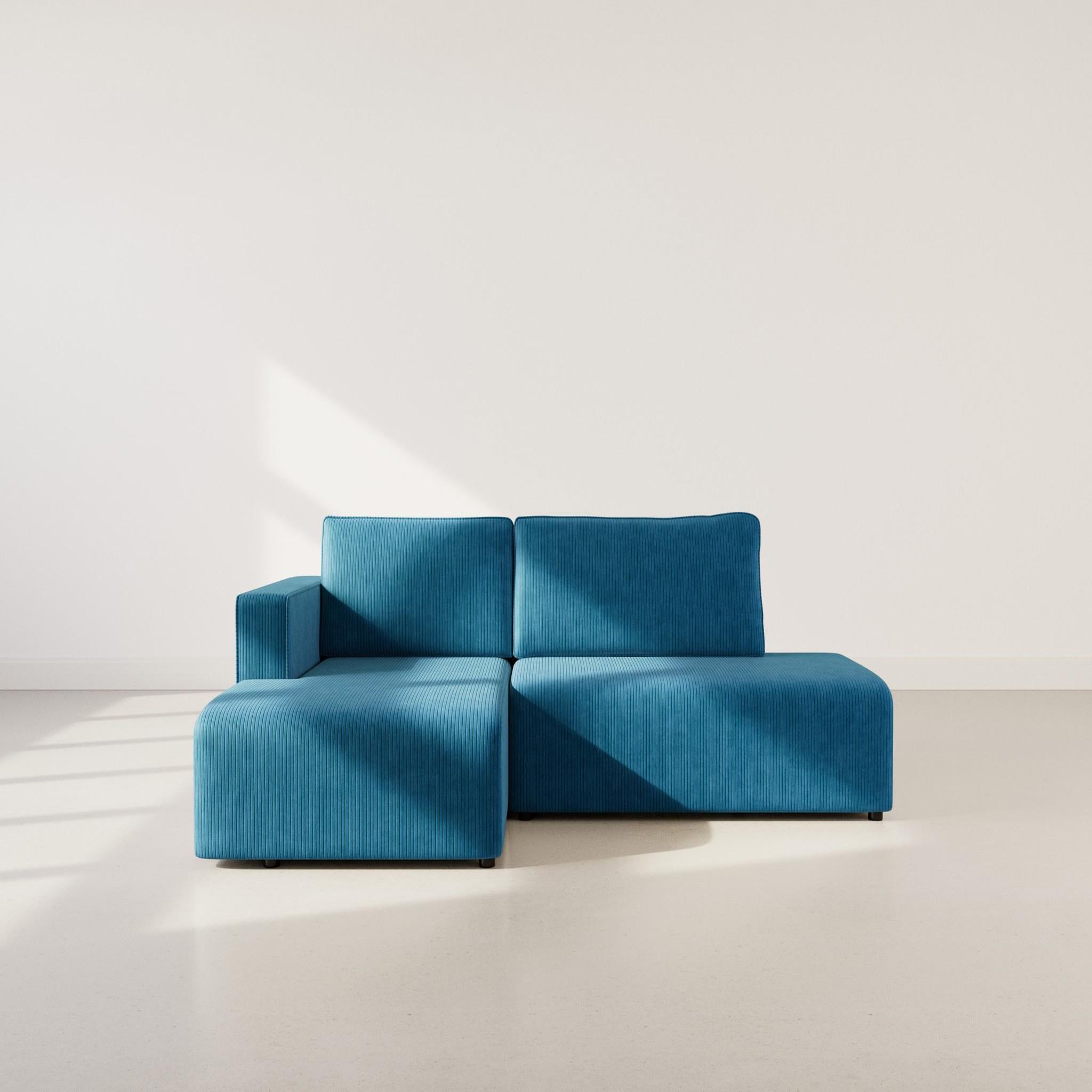 Voir la diapositive 5 : BEST MOBILIER Topaze - canapé d'angle gauche 4 places convertible avec coffre en velours côtelé