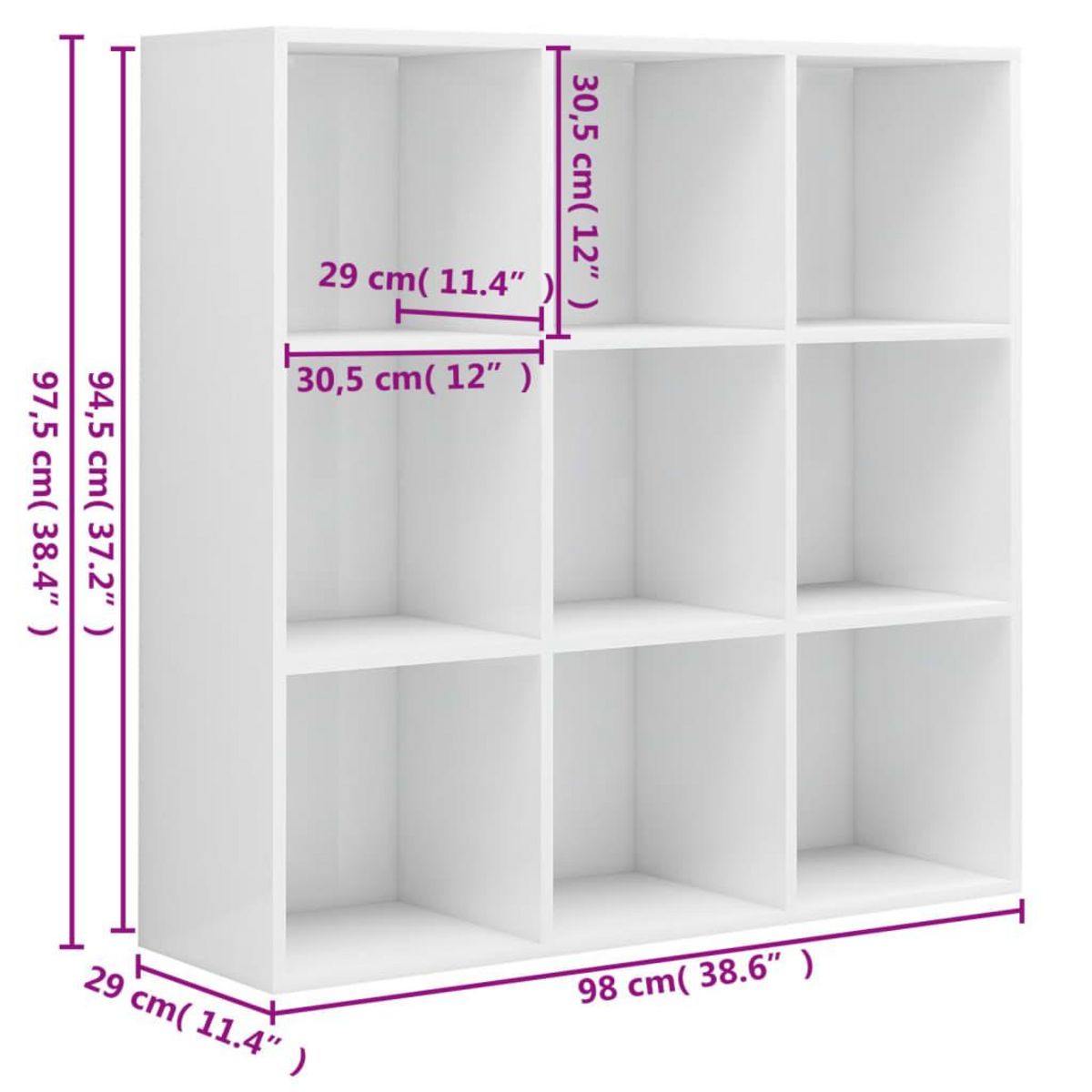 VIDAXL Bibliotheque blanc brillant 98x29x97,5 cm bois d'ingenierie