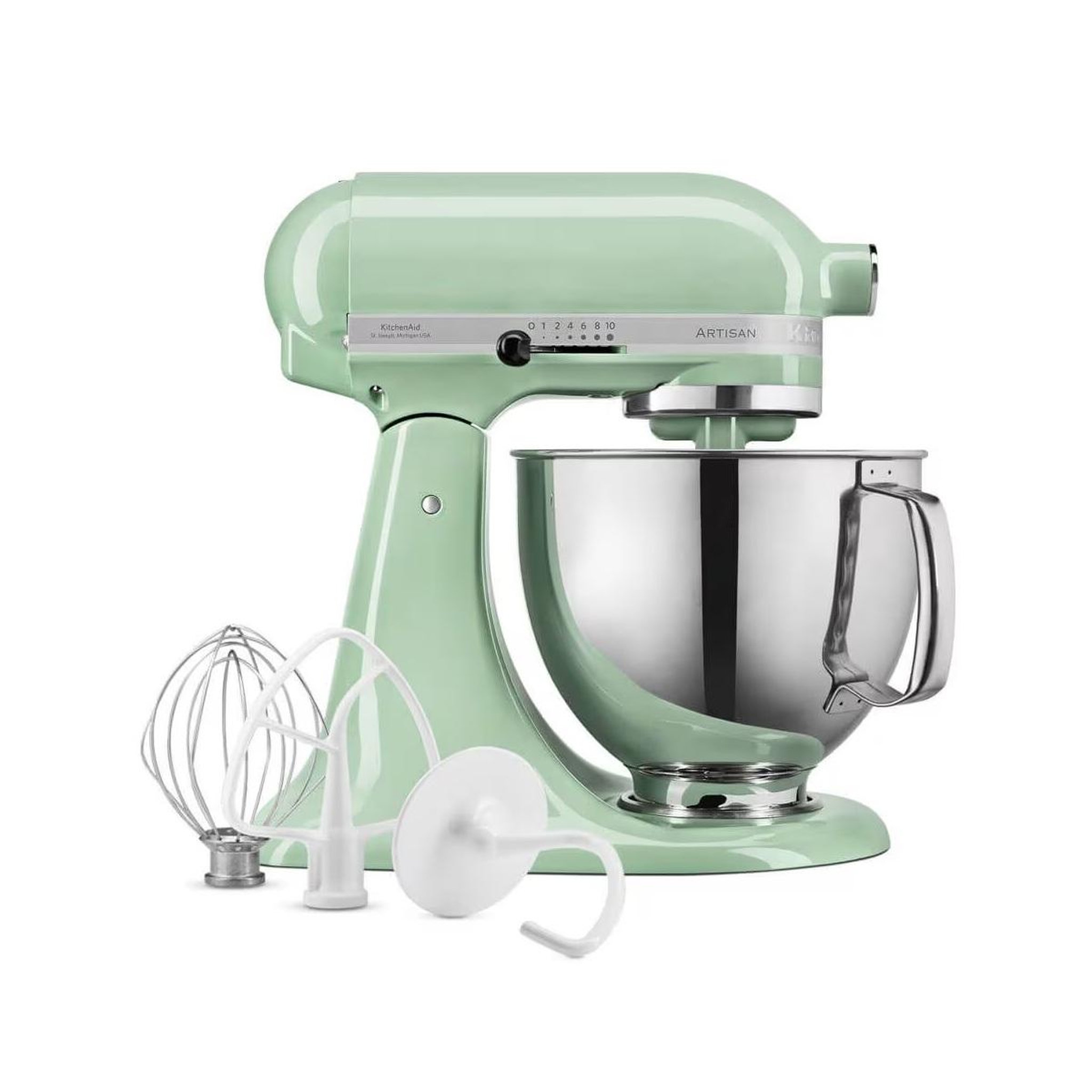 Voir la diapositive 2 : KitchenAid Robot pétrin 4.8l 300w macaron pistache - 5ksm125ept