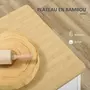 HOMCOM Desserte de cuisine multi-rangement - porte acrylique poignées métal MDF blanc aspect bambou
