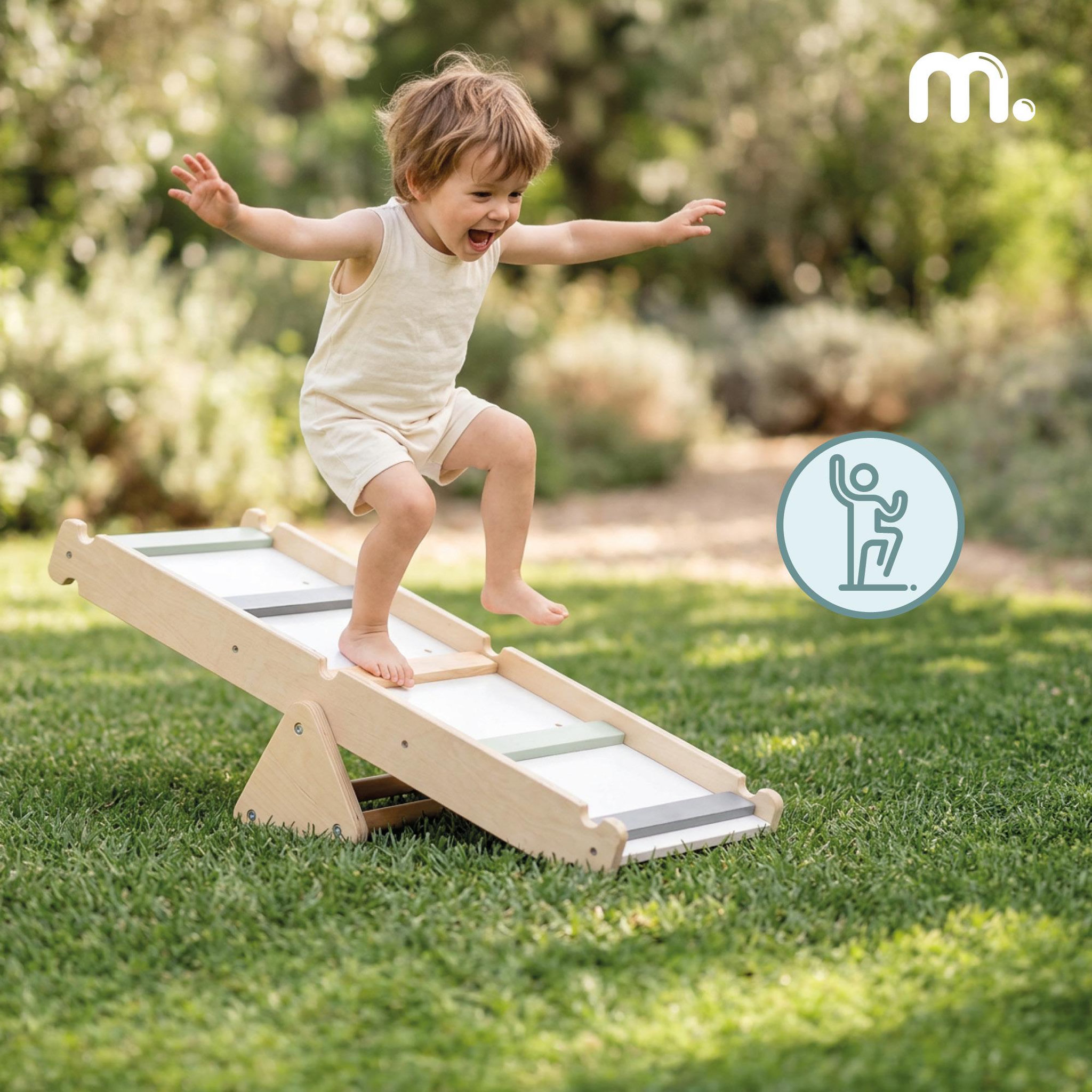 Voir la diapositive 5 : MAMABRUM Aire de Jeux - Échelle, Mur d'escalade, Poutre d'équilibre, triangle de Pikler - Charge Max 50 kg