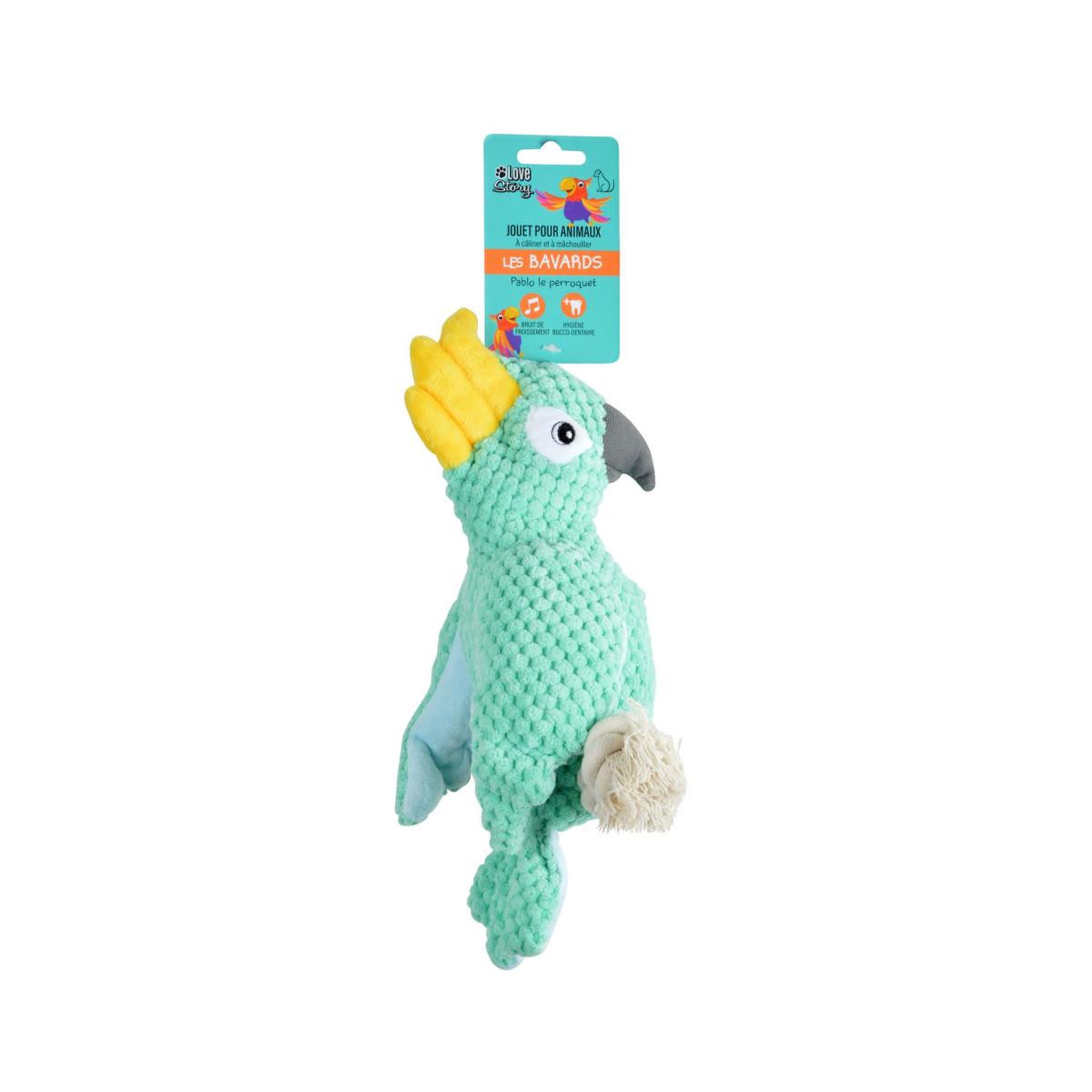 Voir la diapositive 3 : LOVE STORY Jouet peluche pour chien  perroquet  28cm vert