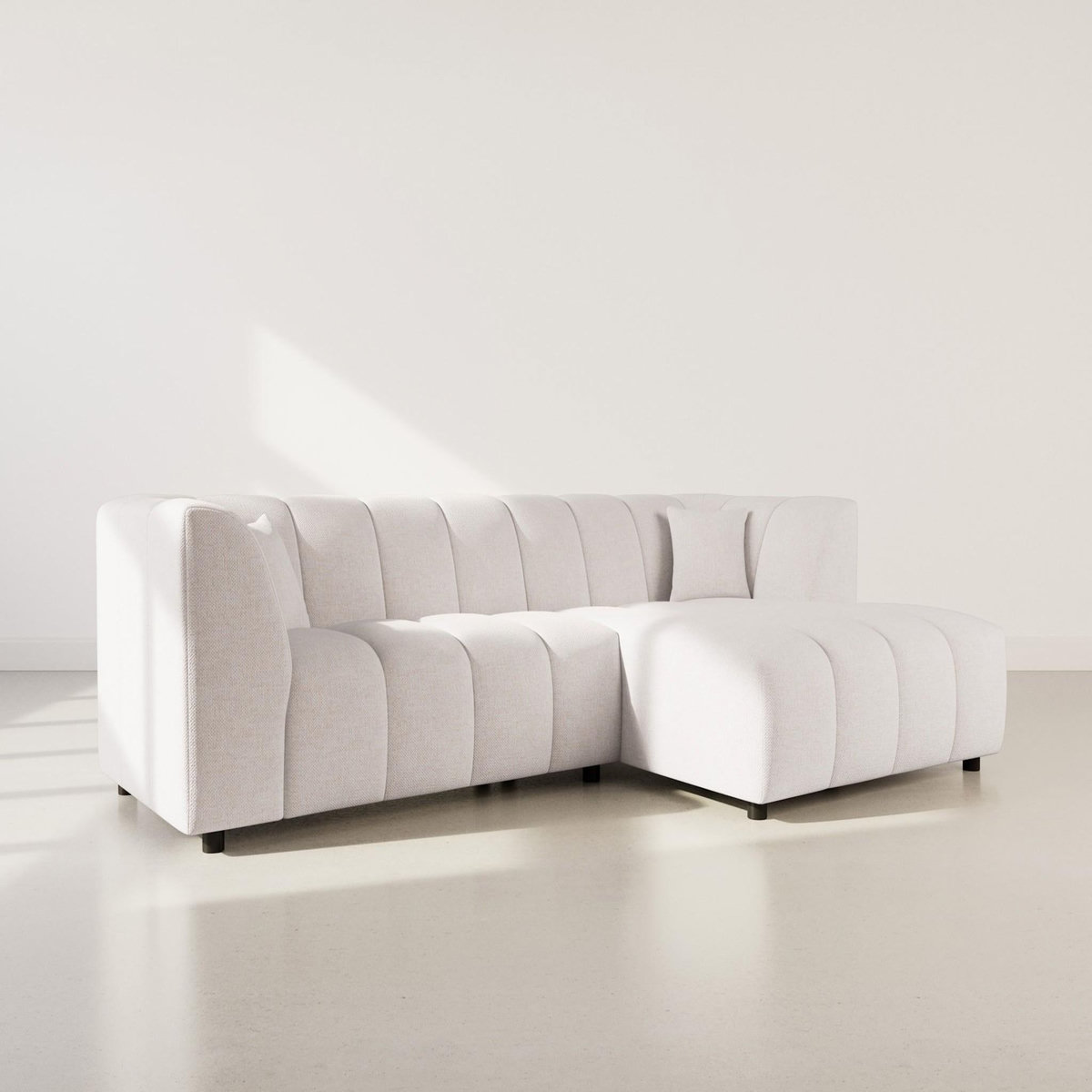 LISA DESIGN Curtis - canapé d'angle droit 4 places avec accoudoir en tissu texturé