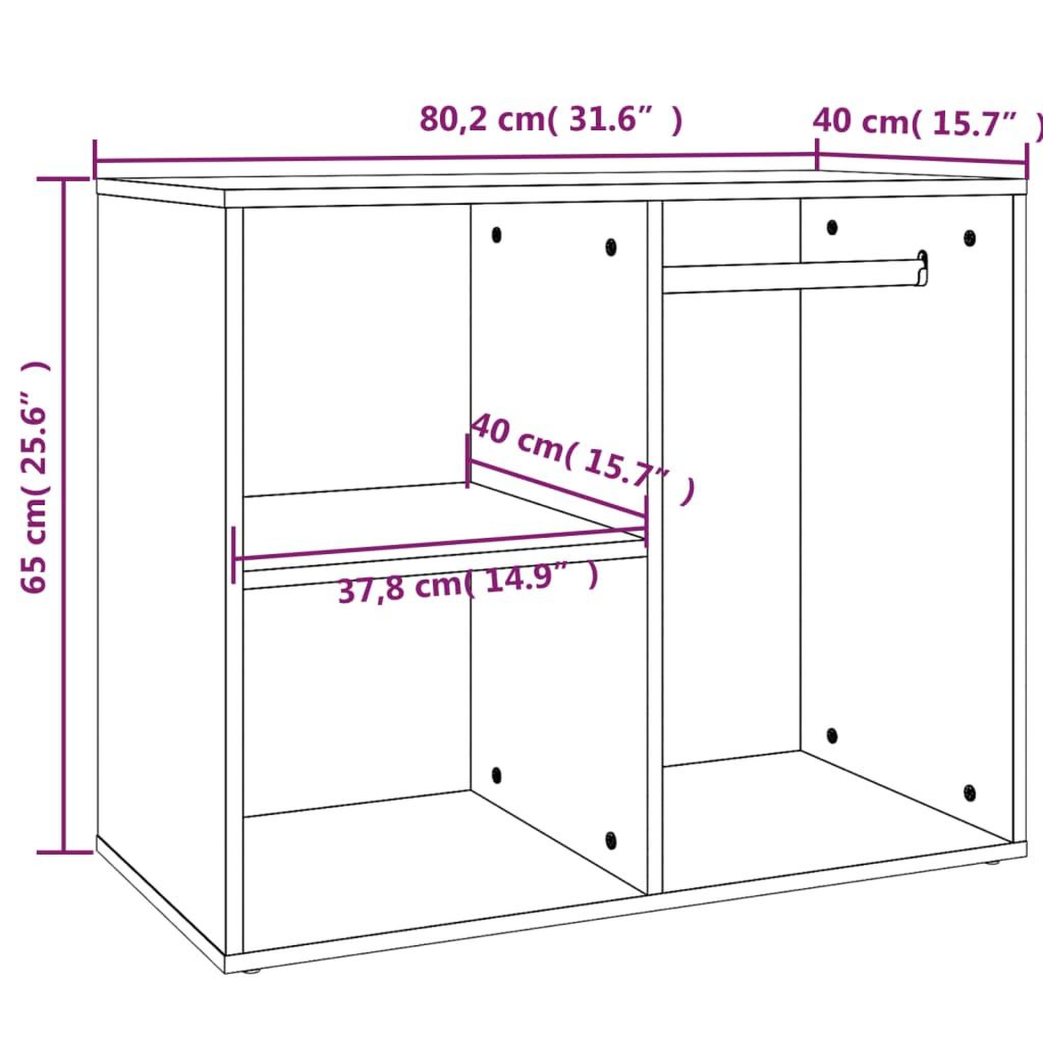Voir la diapositive 6 : VIDAXL Armoire de dressing Gris beton 80x40x65 cm Bois d'ingenierie