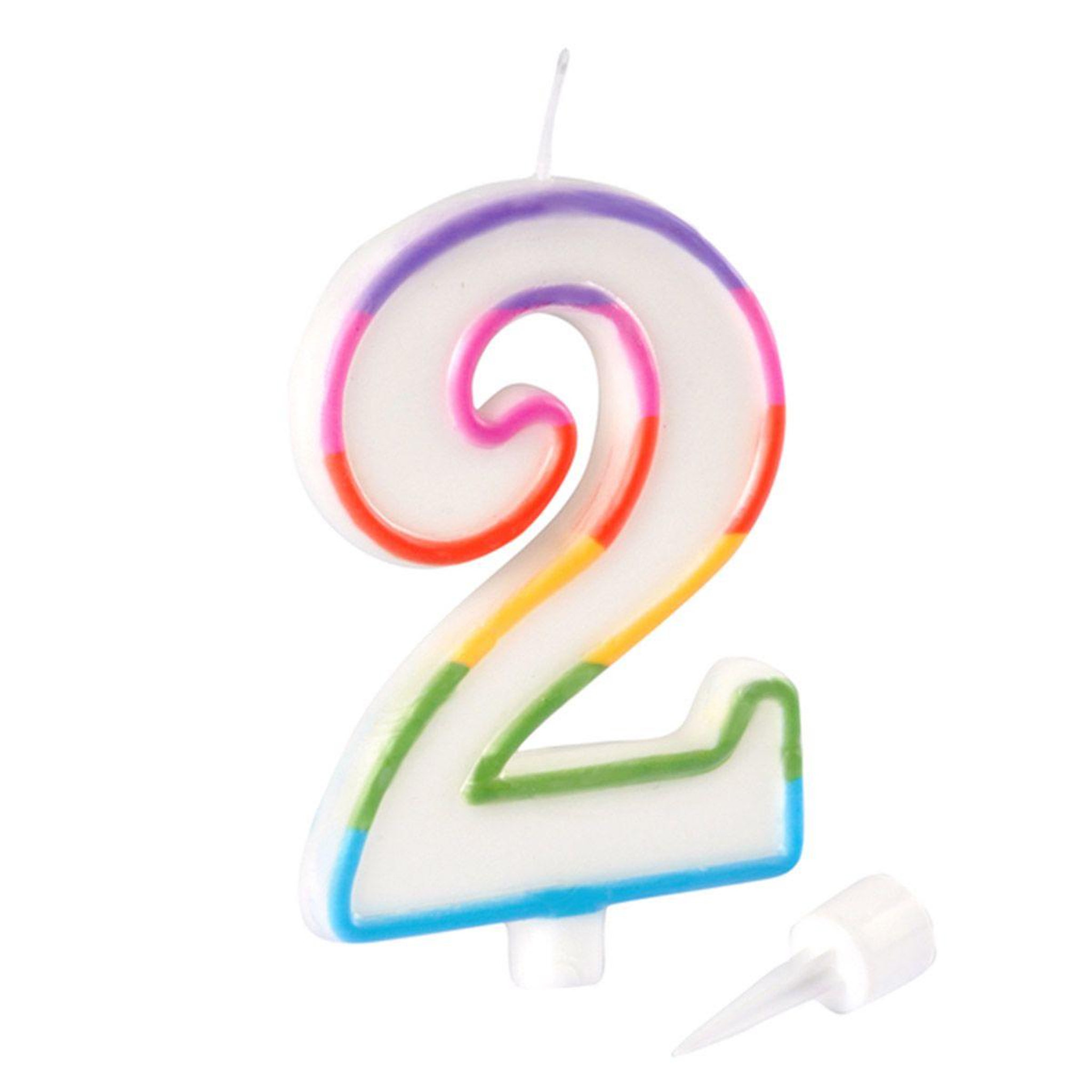 Voir la diapositive 2 : HOMEA Bougie d'Anniversaire  Chiffre 2  10cm Multicolore