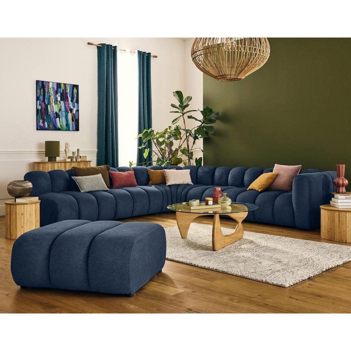 LISA DESIGN Debbie - canapé modulable d'angle gauche 5 places en tissu texturé