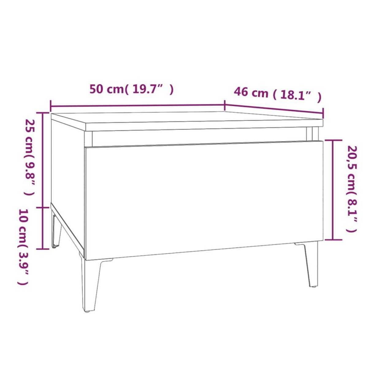 VIDAXL Table d'appoint Sonoma gris 50x46x35 cm Bois d'ingenierie