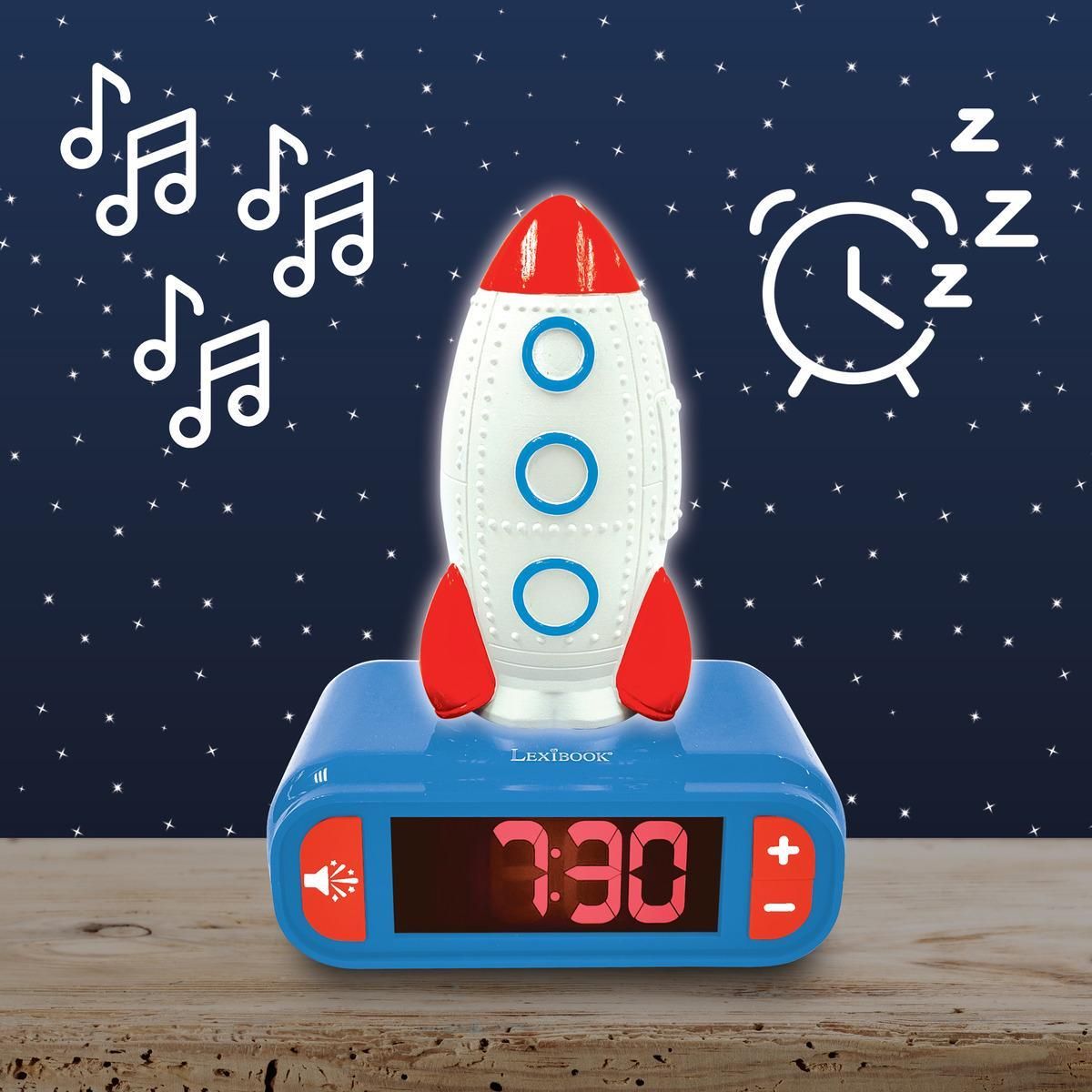 Lexibook Réveil avec Veilleuse Fusée en 3D