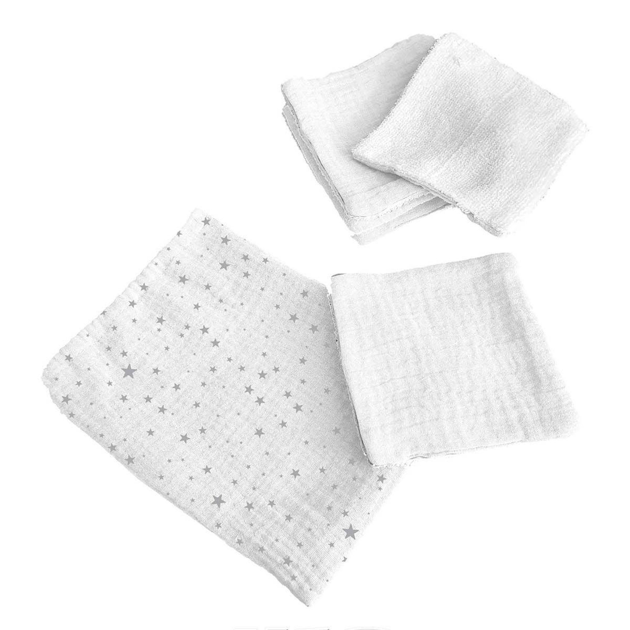 BEBE DOUCEUR Lot de 5 débarbouillettes bébé  pochon  11cm blanc