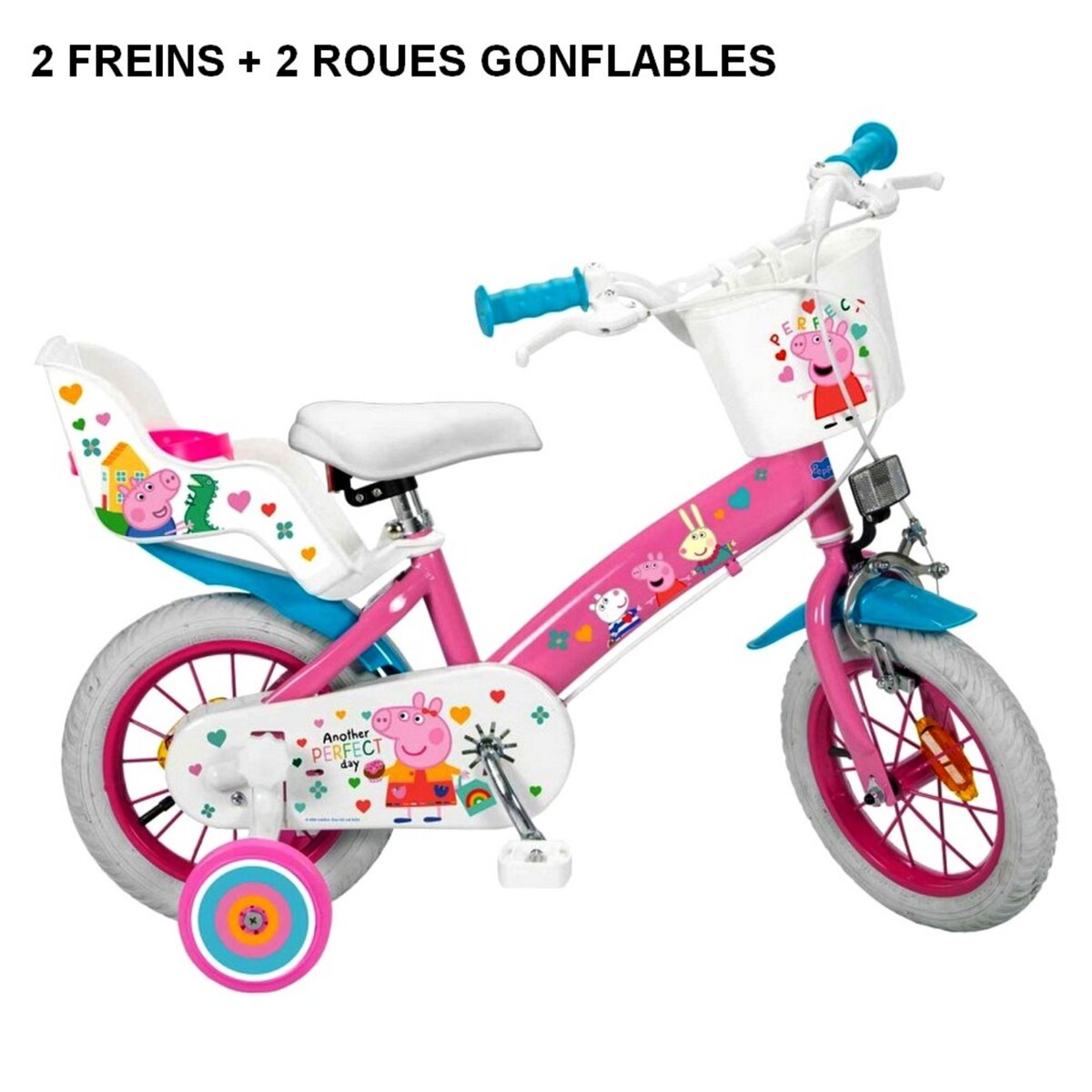 SANS Vélo 10 Fille Pink Bloom pour enfant de 2 à 3 ans avec stabilisateurs  à molettes