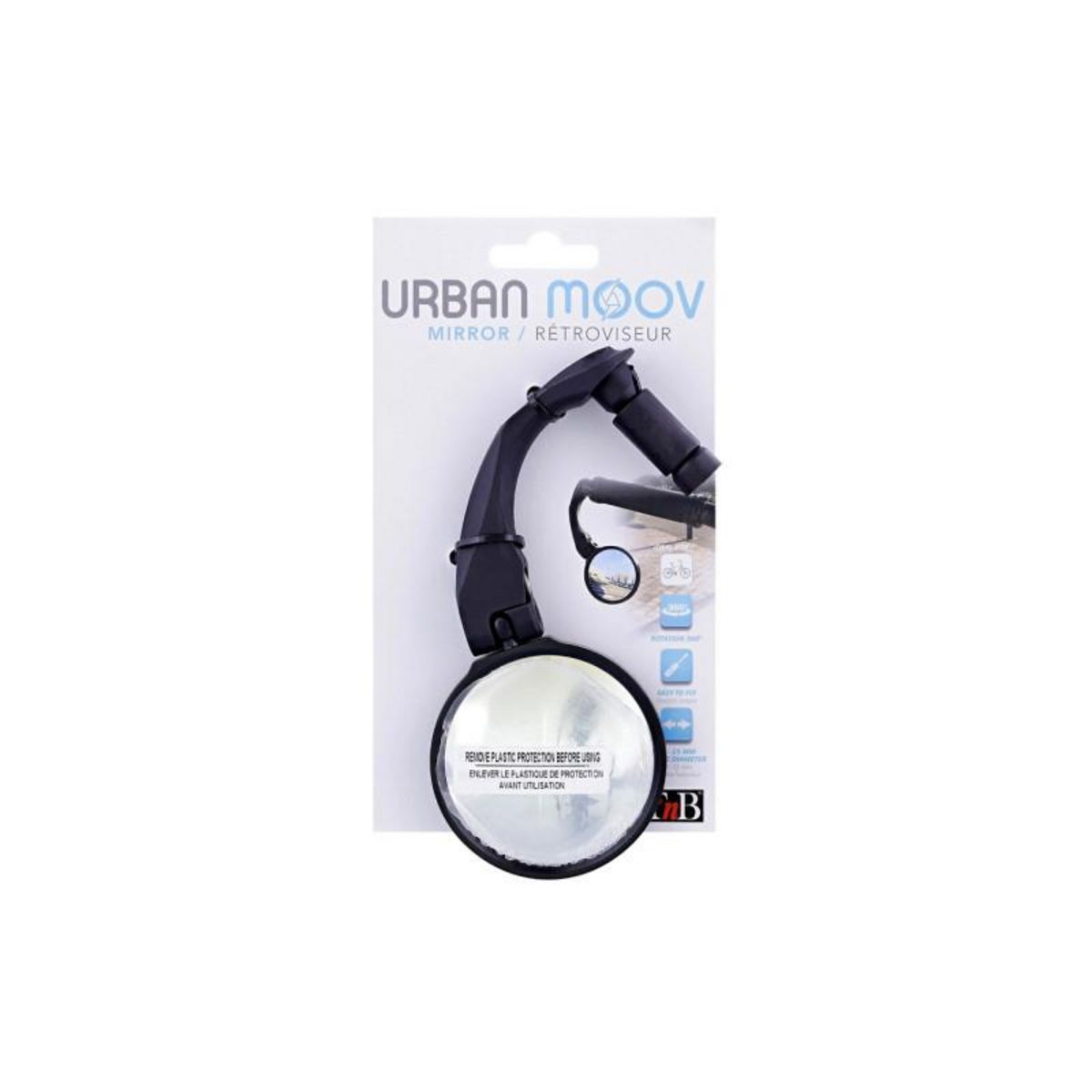 TNB Rétroviseur vélo Tnb URBAN MOOV Retroviseur bout de cintre de velo noir