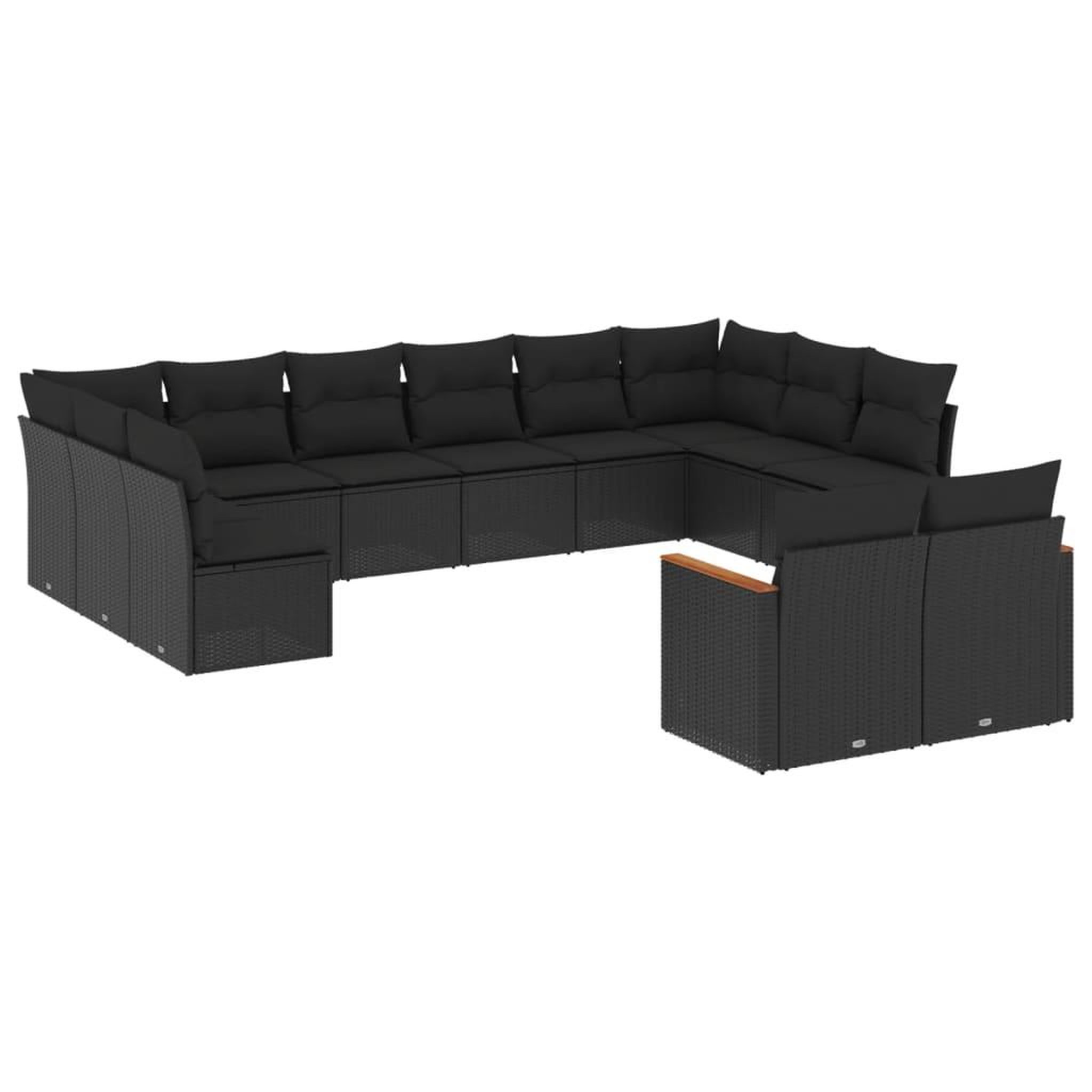 Voir la diapositive 2 : VIDAXL Salon de jardin 12 pcs avec coussins noir resine tressee