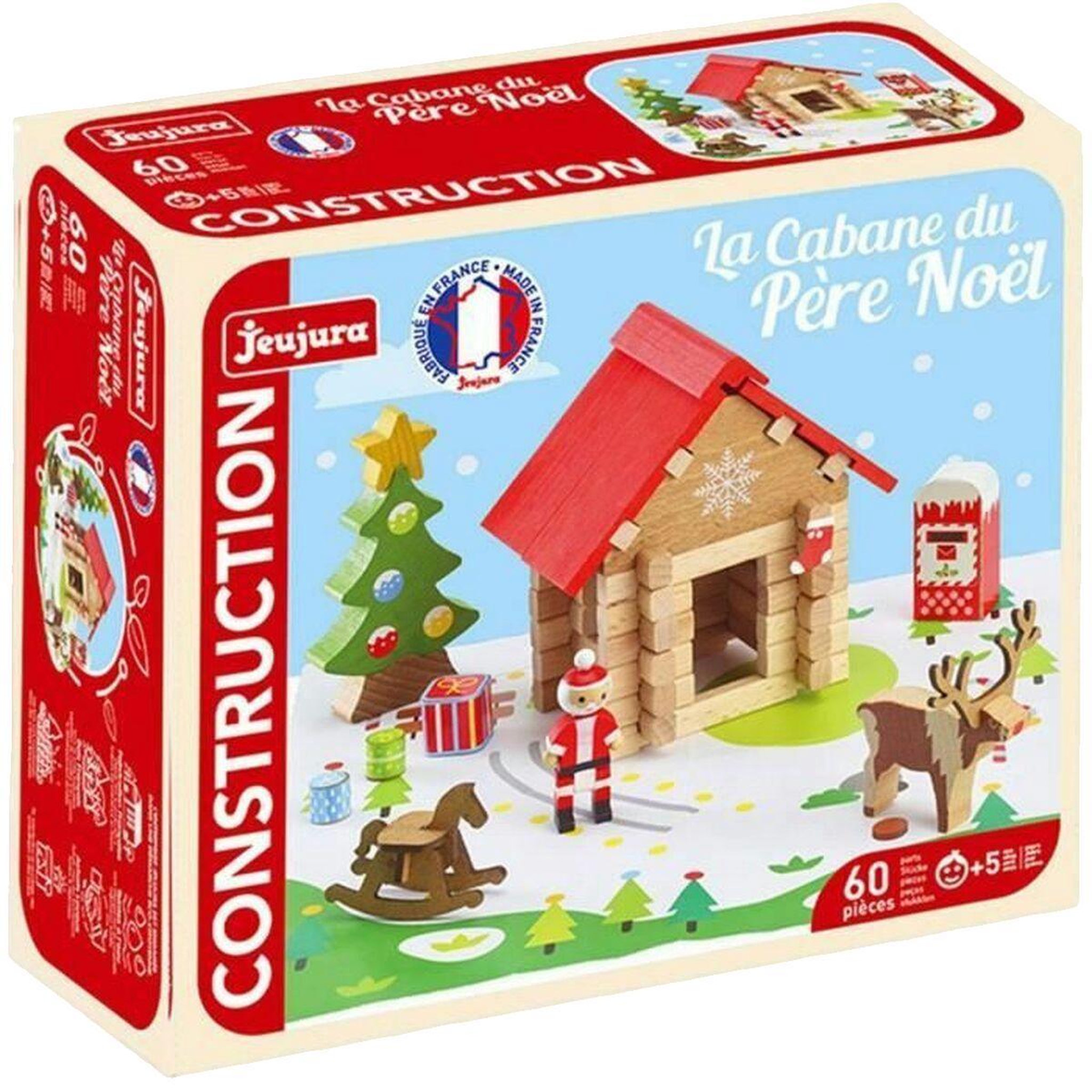 Voir la diapositive 2 : JeuJura Jeu de construction Jeujura Cabane en bois du Père Noël