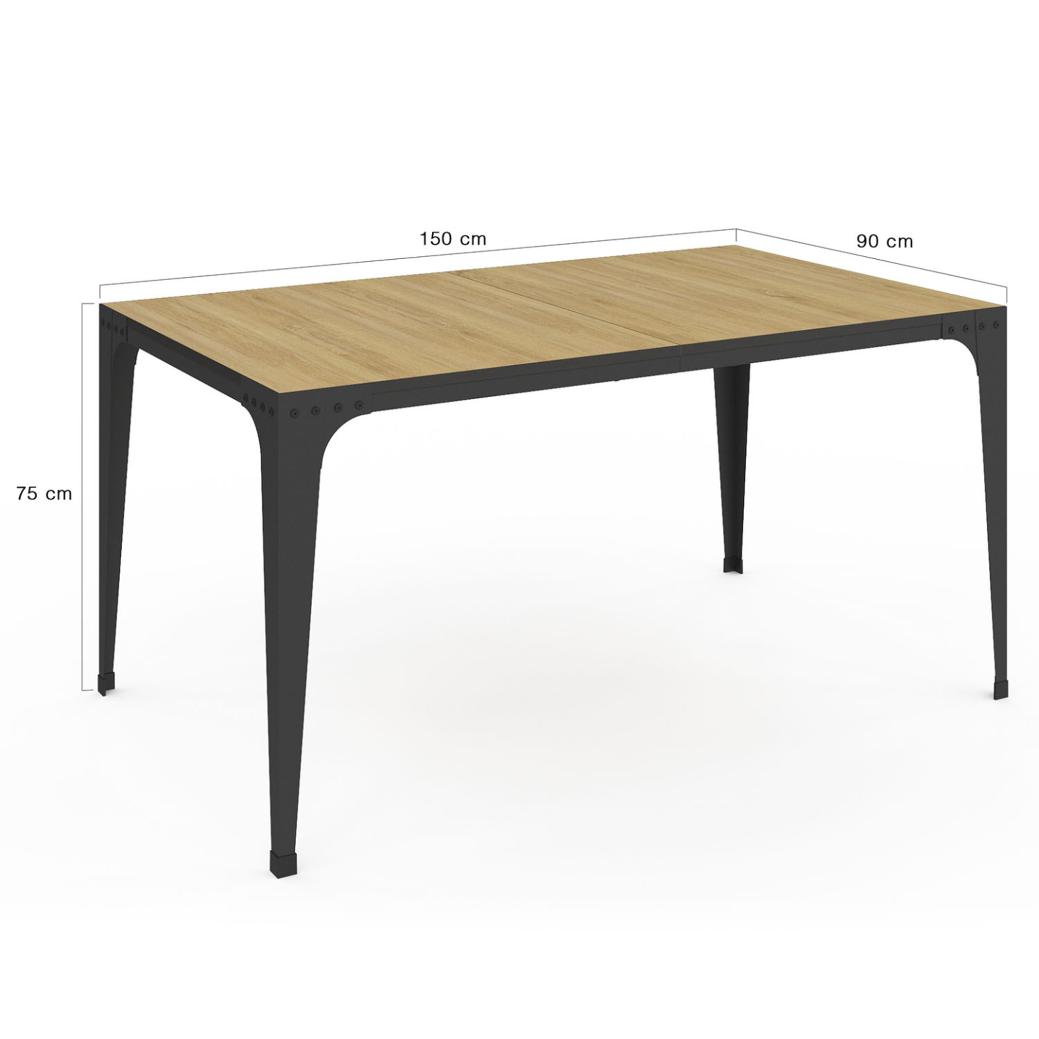 Voir la diapositive 4 : ID MARKET Table à manger rectangle nelly 8 personnes bois et noir design industriel 150 cm