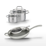 ELO Lot de 2 Poêles 32/24 cm et 2 Faitouts 20/14 cm Elo Relief Evolution