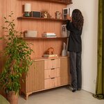 BEST MOBILIER Portmore - buffet bas - effet bois - 3 tiroirs et 2 portes - 150 cm. Coloris disponibles : Marron