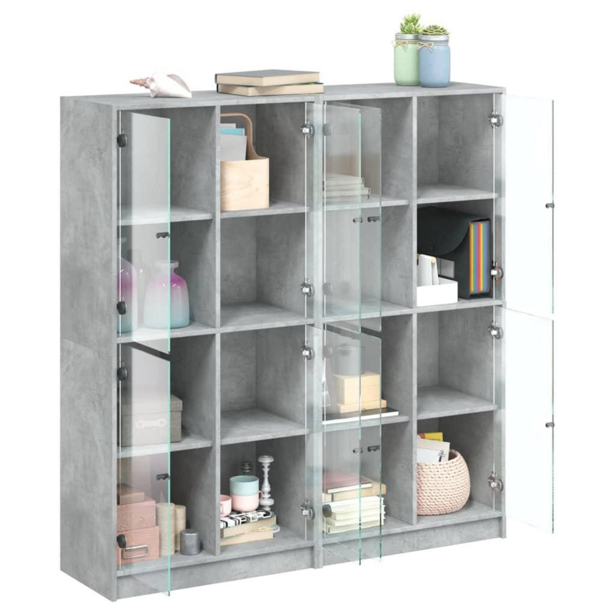 VIDAXL Bibliotheque avec portes gris beton 136x37x142 cm