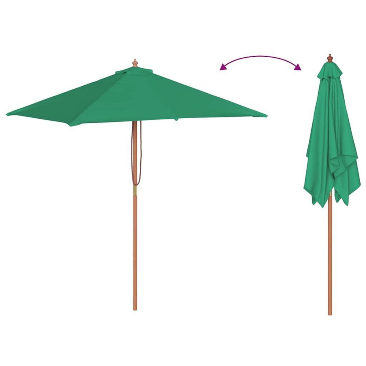 VIDAXL Parasol d'exterieur avec mat en bois 150x200 cm vert