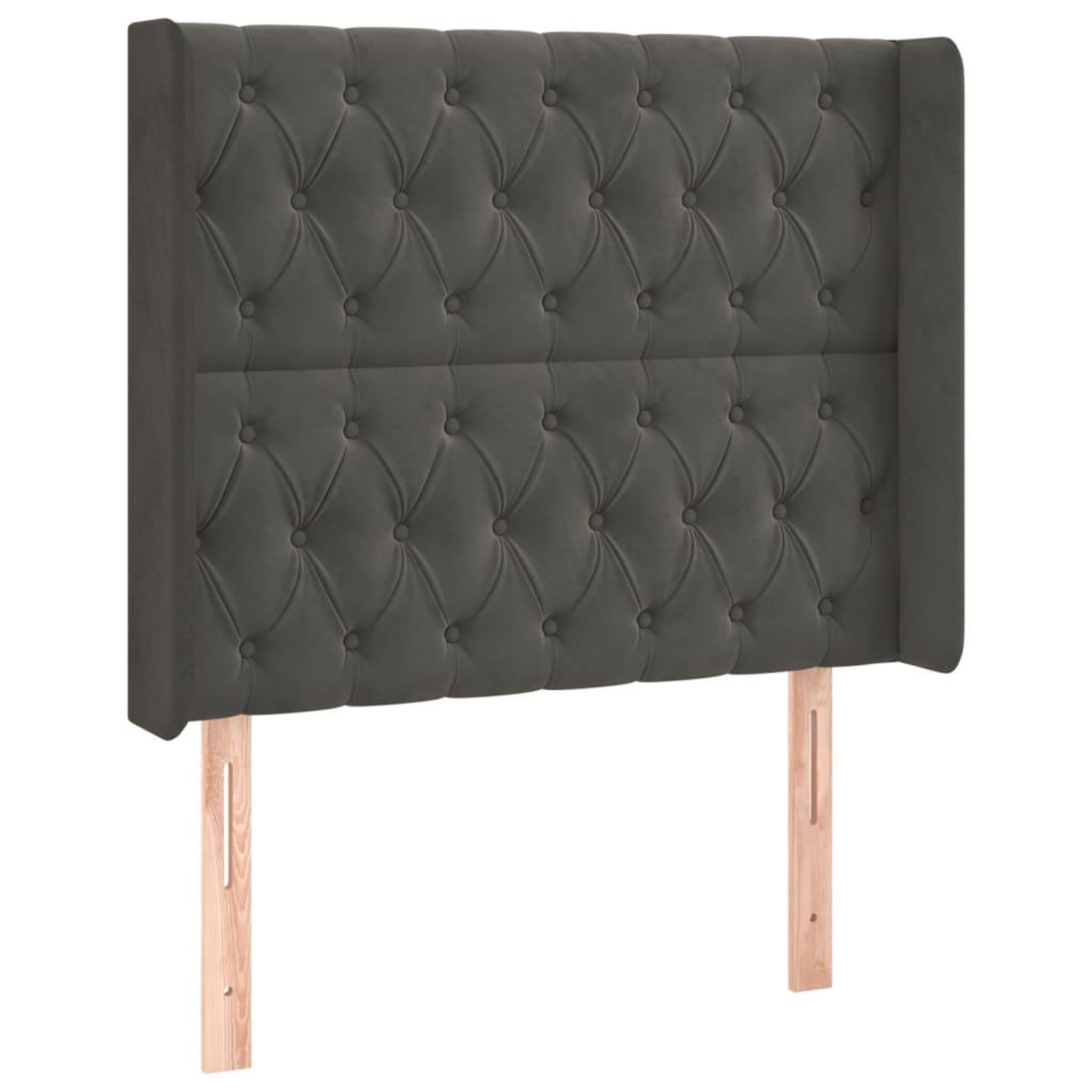 Voir la diapositive 2 : VIDAXL Tete de lit avec oreilles Gris fonce 103x16x118/128 cm Velours