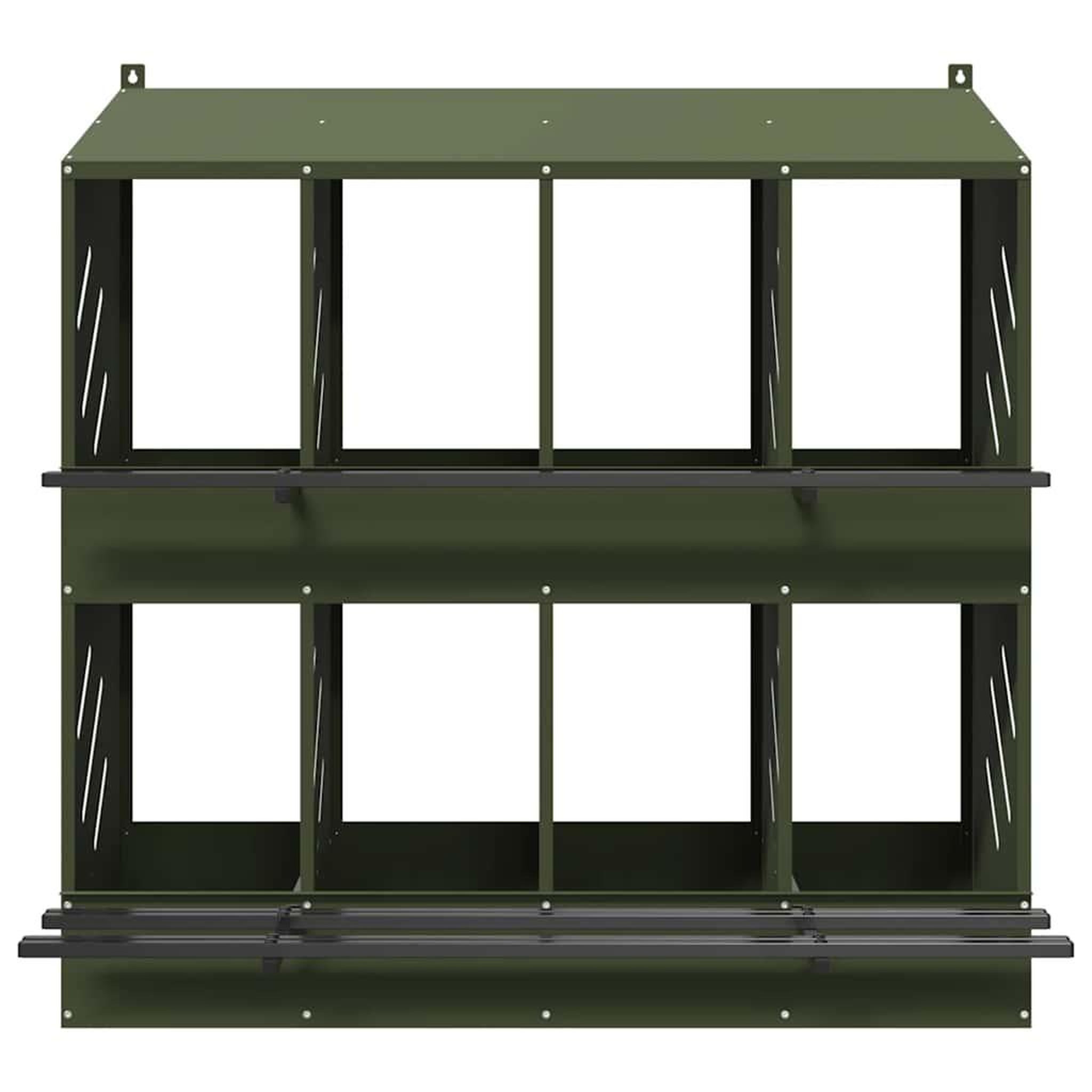 Voir la diapositive 5 : VIDAXL Nichoir a poules avec 8 compartiments vert olive metal