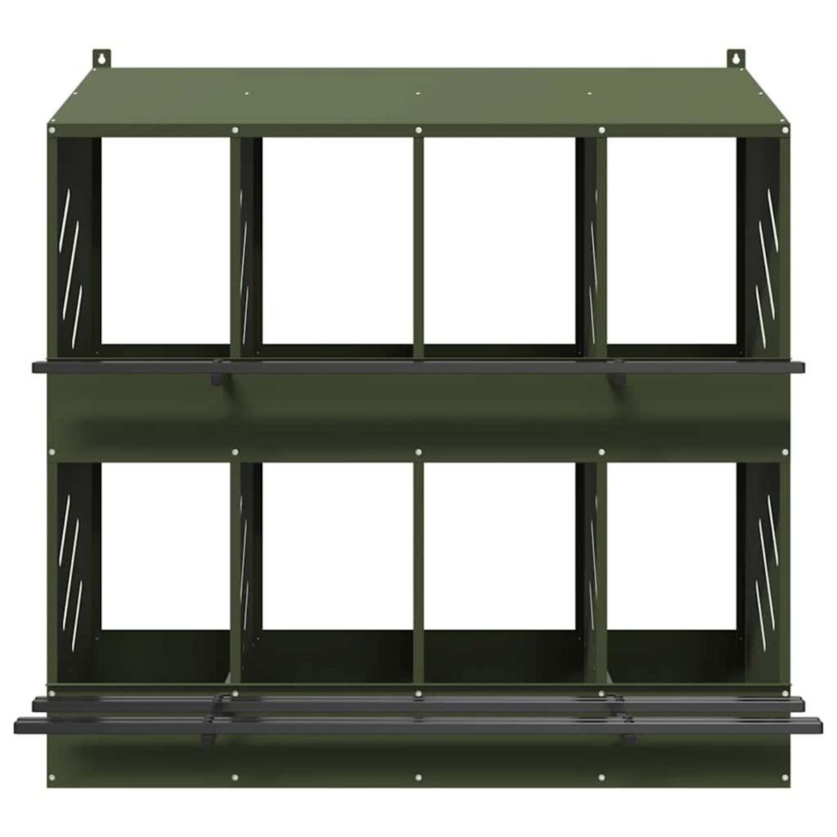 VIDAXL Nichoir a poules avec 8 compartiments vert olive metal