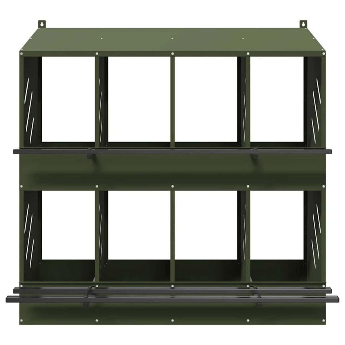 VIDAXL Nichoir a poules avec 8 compartiments vert olive metal