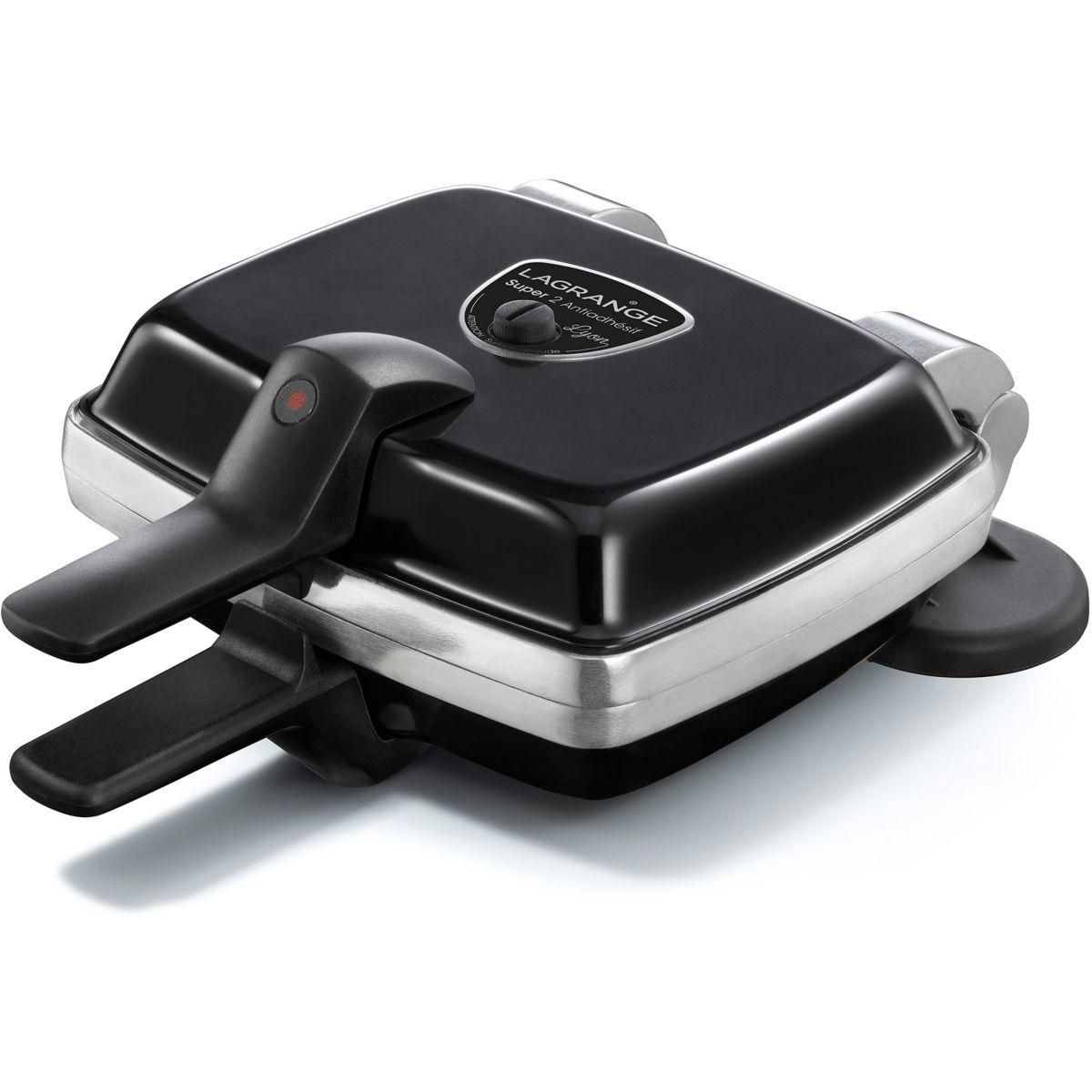 LAGRANGE Croque, gaufrier, gaufrette super 2 antiadhésif noir gaufres +GT+CM