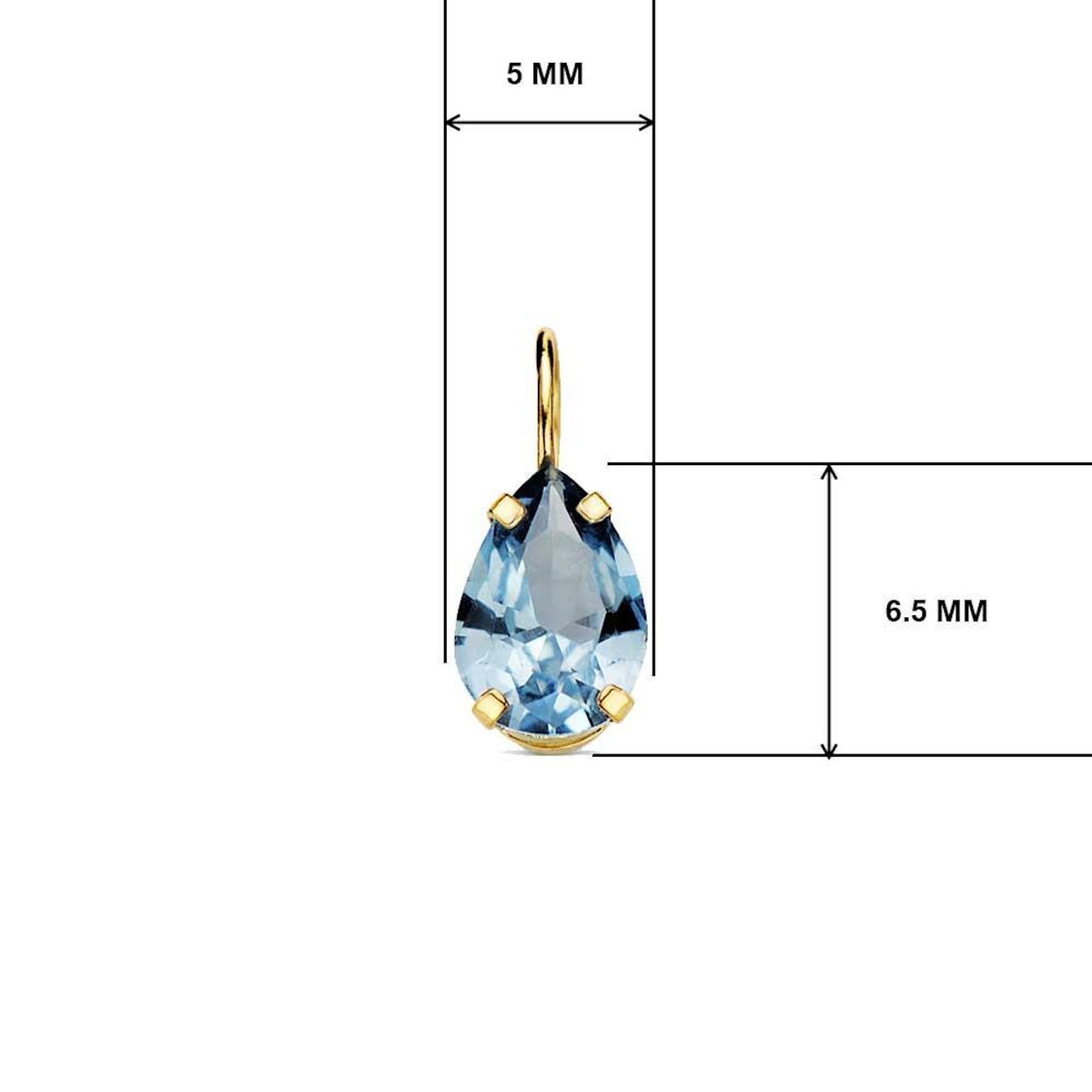 L'ATELIER D'AZUR Collier - Pendentif Or Jaune 18 Carats 750/000 - Zirconium Bleu Topaze - Chaine Dorée