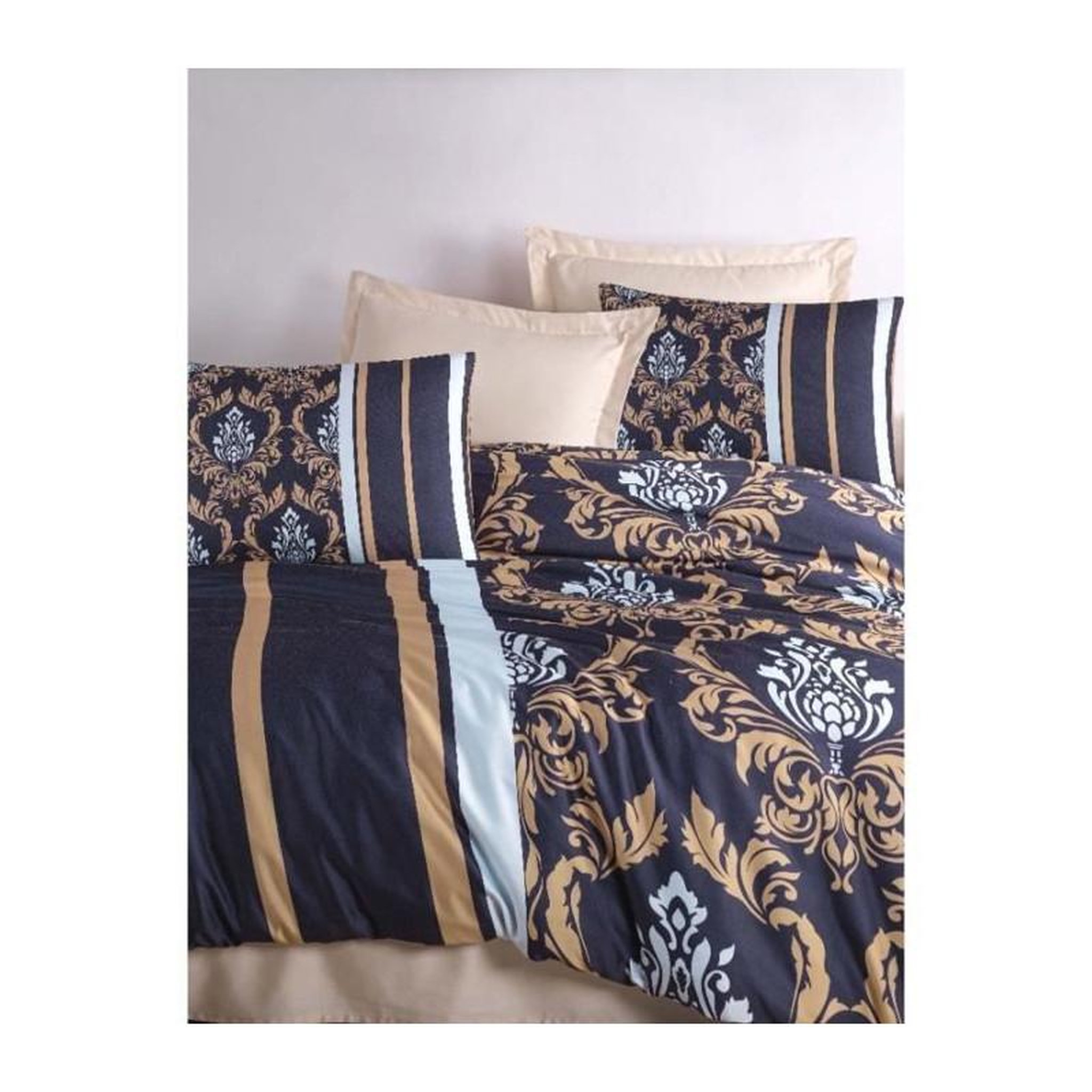 Voir la diapositive 4 : GENERIQUE Parure de lit - 1 housse de couette 220 x 240 cm + 2 taies d'oreiller 60 x 60 cm - 100 % polyester microsatin - Bleu