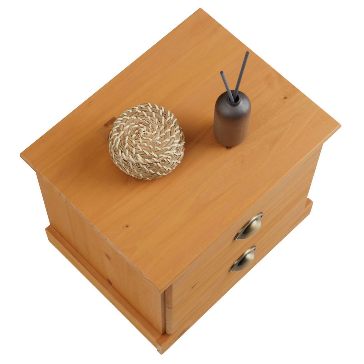 IDIMEX Table de chevet PARIS en pin massif, 2 tiroirs