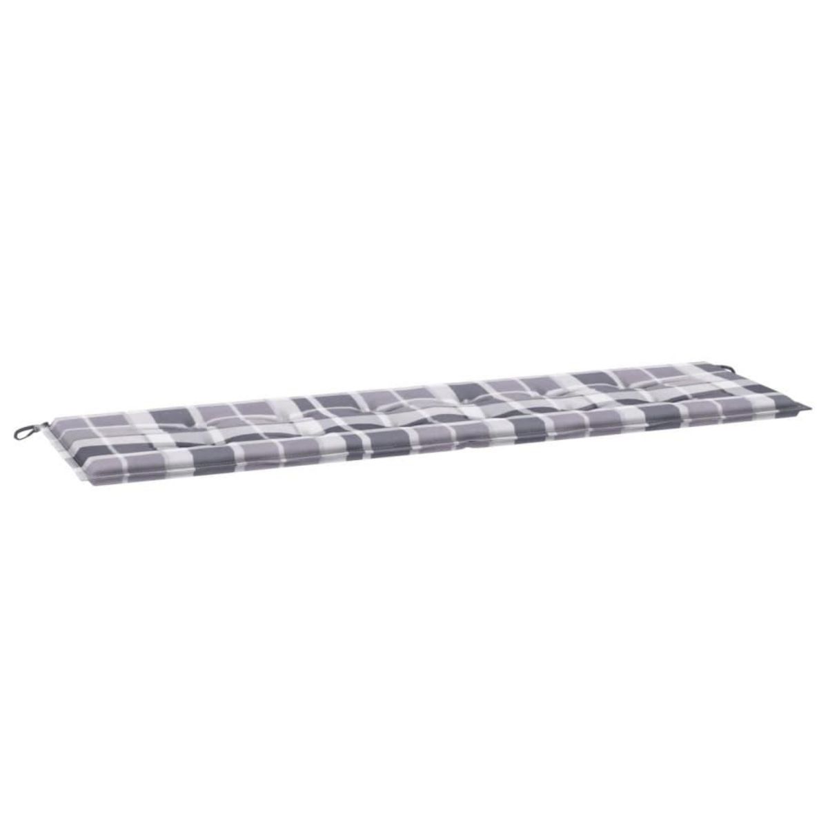VIDAXL Coussin de banc de jardin motif a carreaux gris 180x50x3 cm