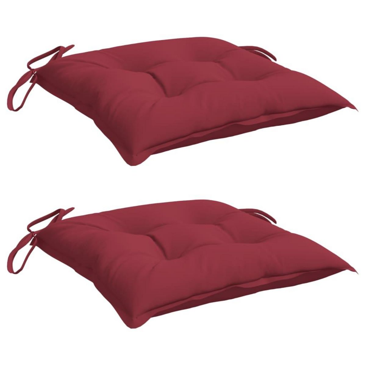 VIDAXL Coussins de chaise lot de 2 rouge bordeaux 40x40x7 cm